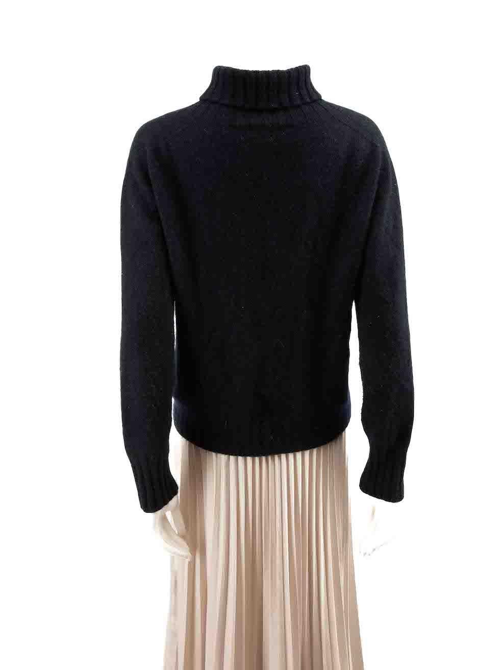 Margaret Howell Navy Cashmere High Neck Knit Jumper Size M In Good Condition For Sale In London, GB
