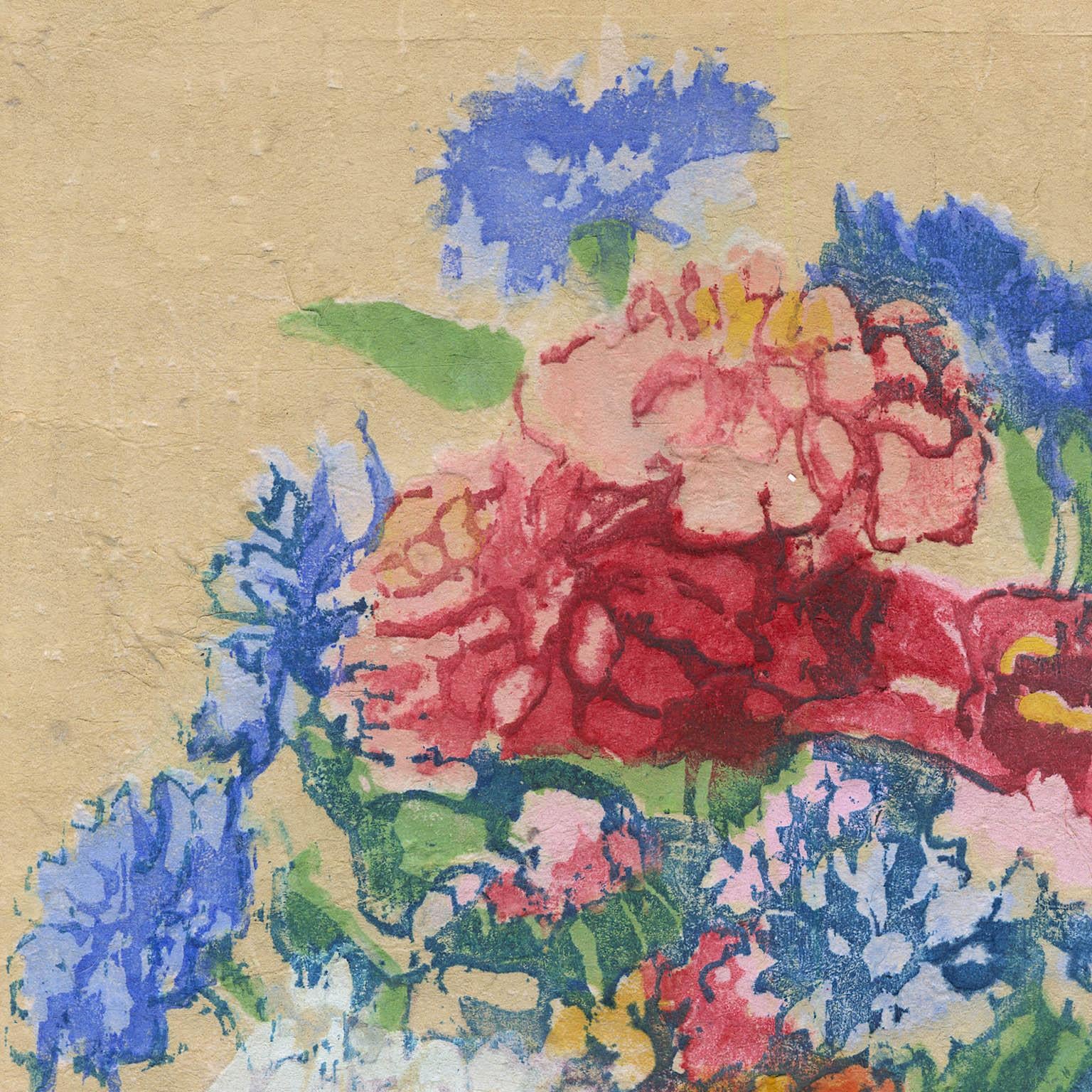 Margaret Patterson created this color woodcut print circa 1920.  It is signed in pencil at the paper edge, lower right.  Printed in areas to the paper edge -sheet size 10 1/16 x 7 1/16