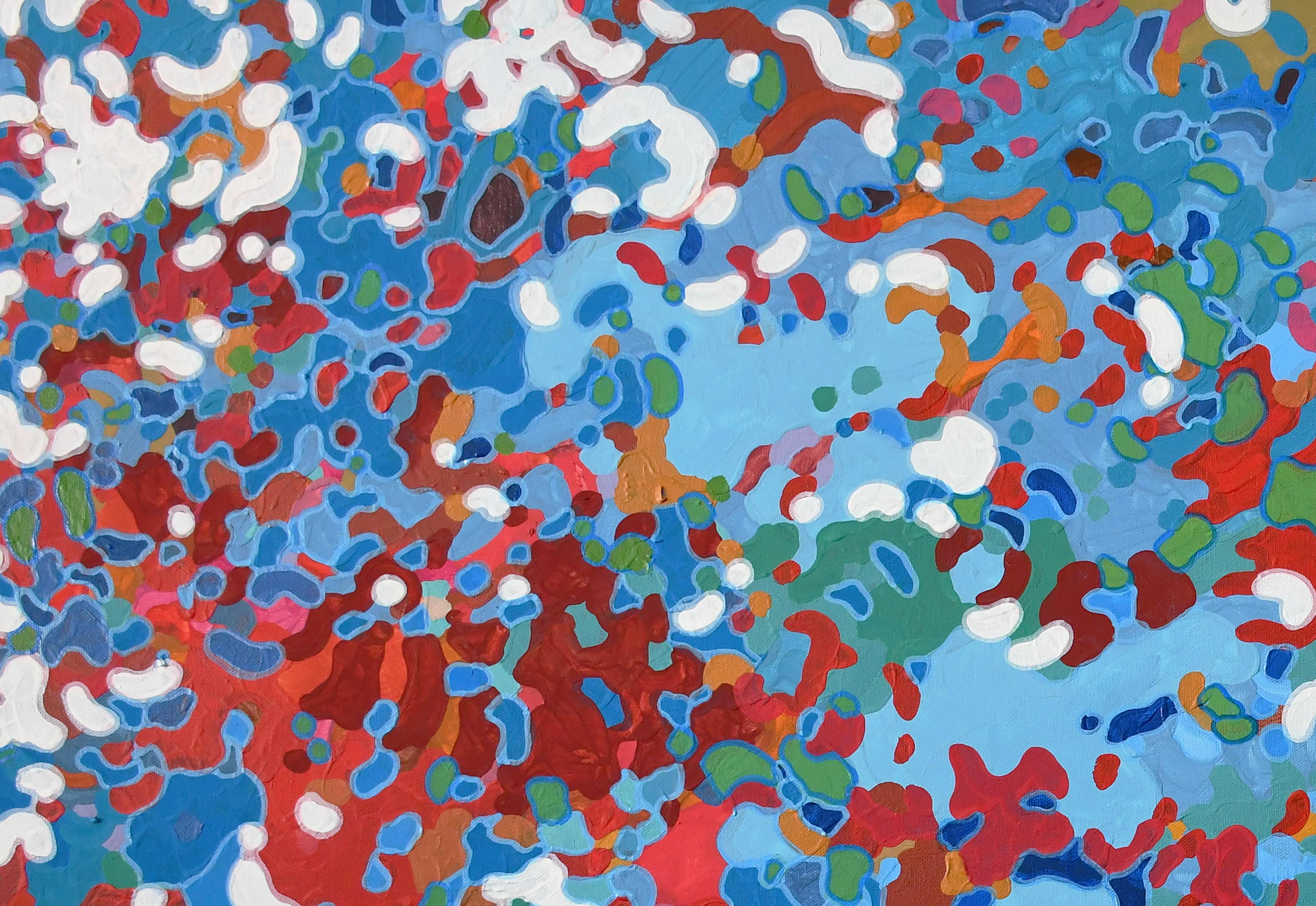 Commemorate, peinture abstraite contemporaine originale rouge, blanche et bleue - Abstrait Painting par Margaret Juul