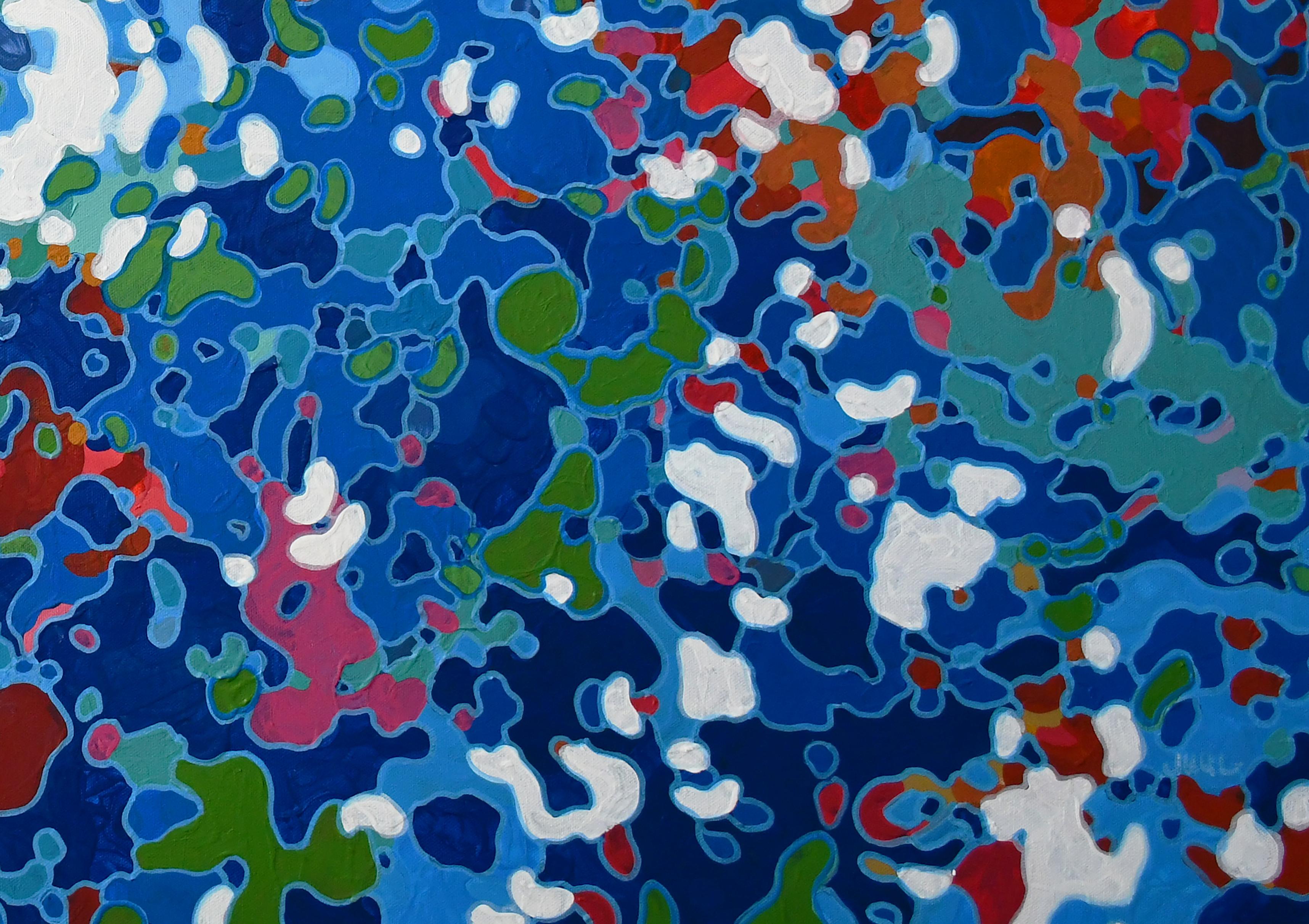 Commemorate, peinture abstraite contemporaine originale rouge, blanche et bleue en vente 2