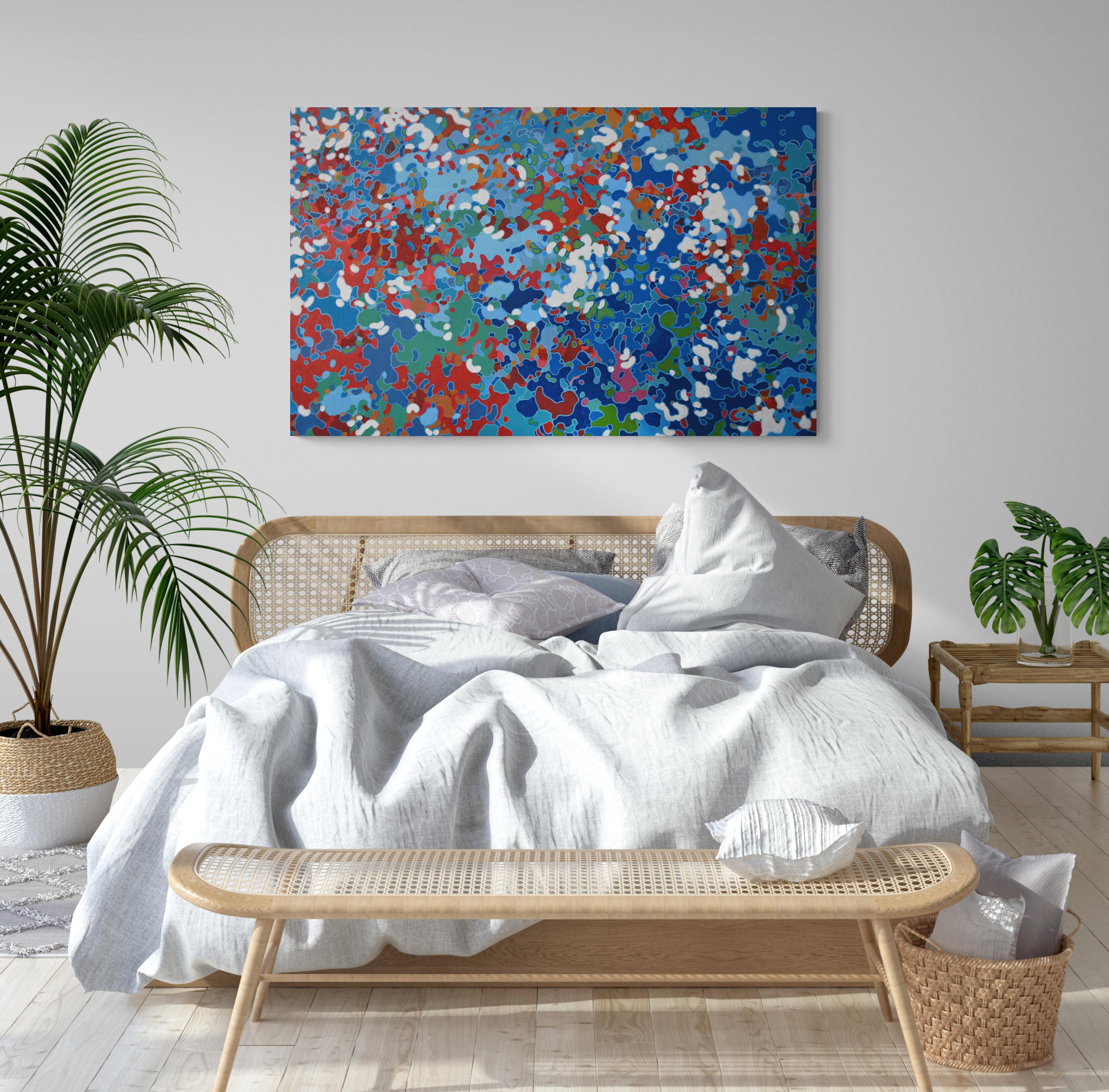 Commemorate, peinture abstraite contemporaine originale rouge, blanche et bleue en vente 5