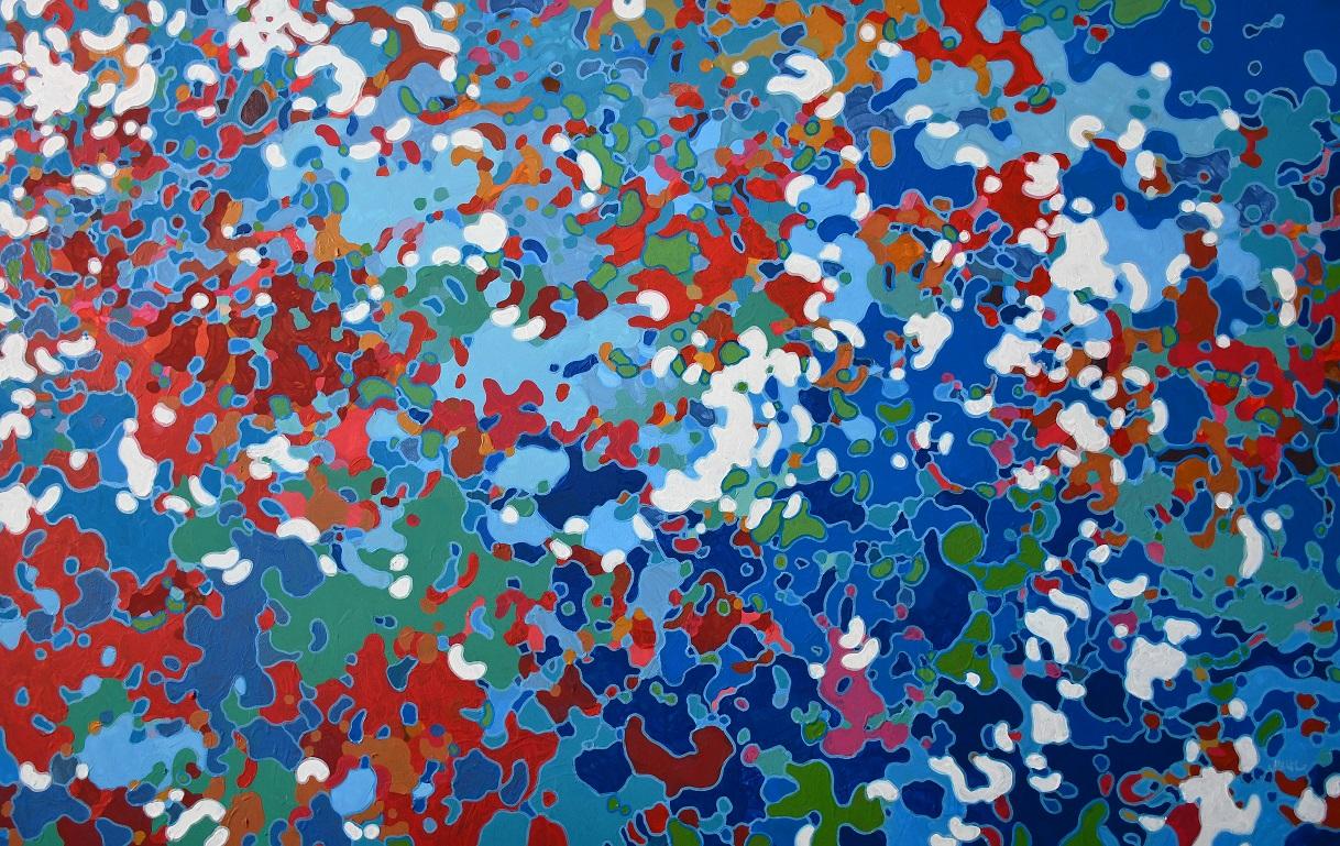 Commemorate, Original Contemporary Red, White, and Blue Abstract Painting