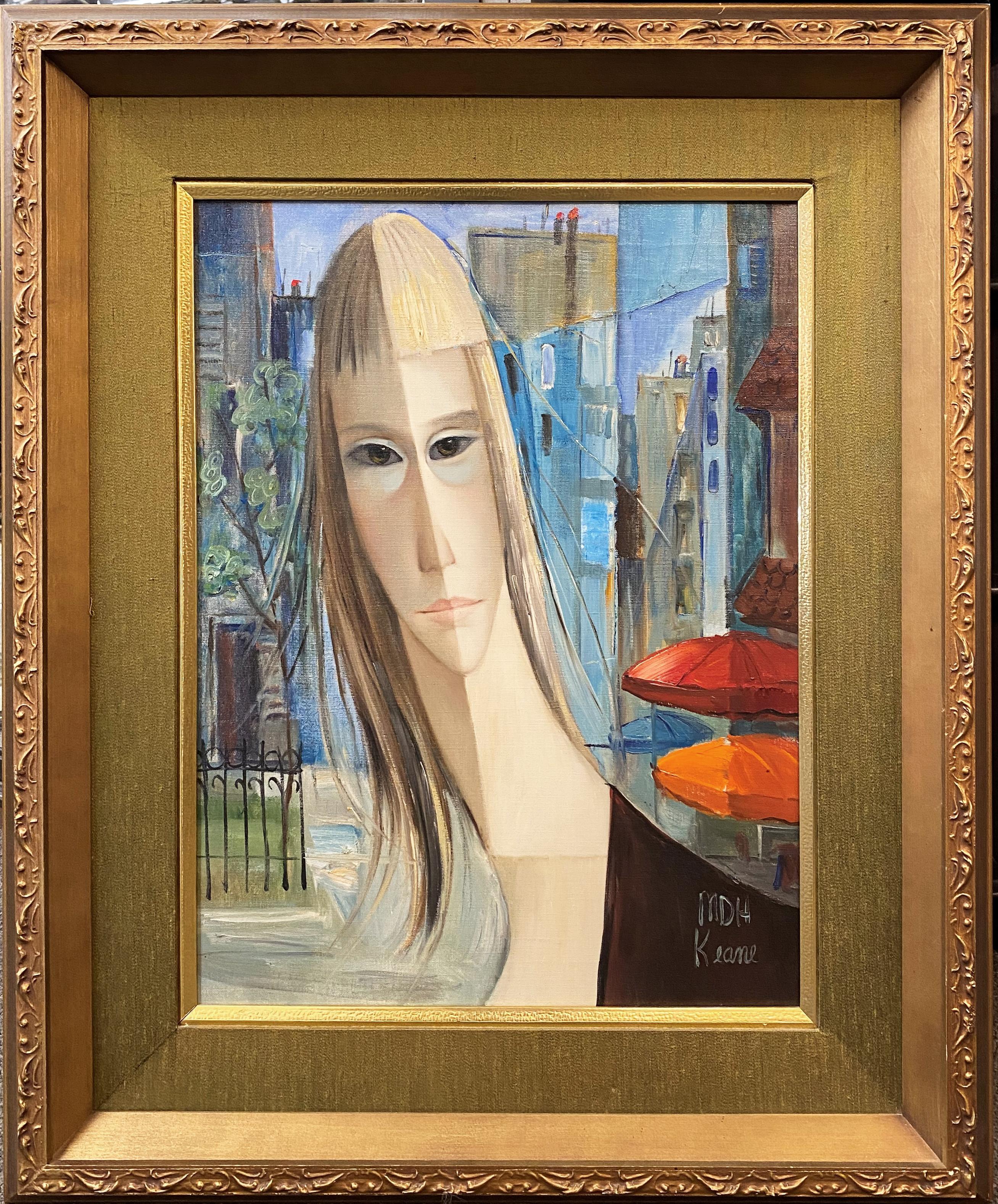 Modernistisches Porträt einer Frau – Painting von Margaret Keane