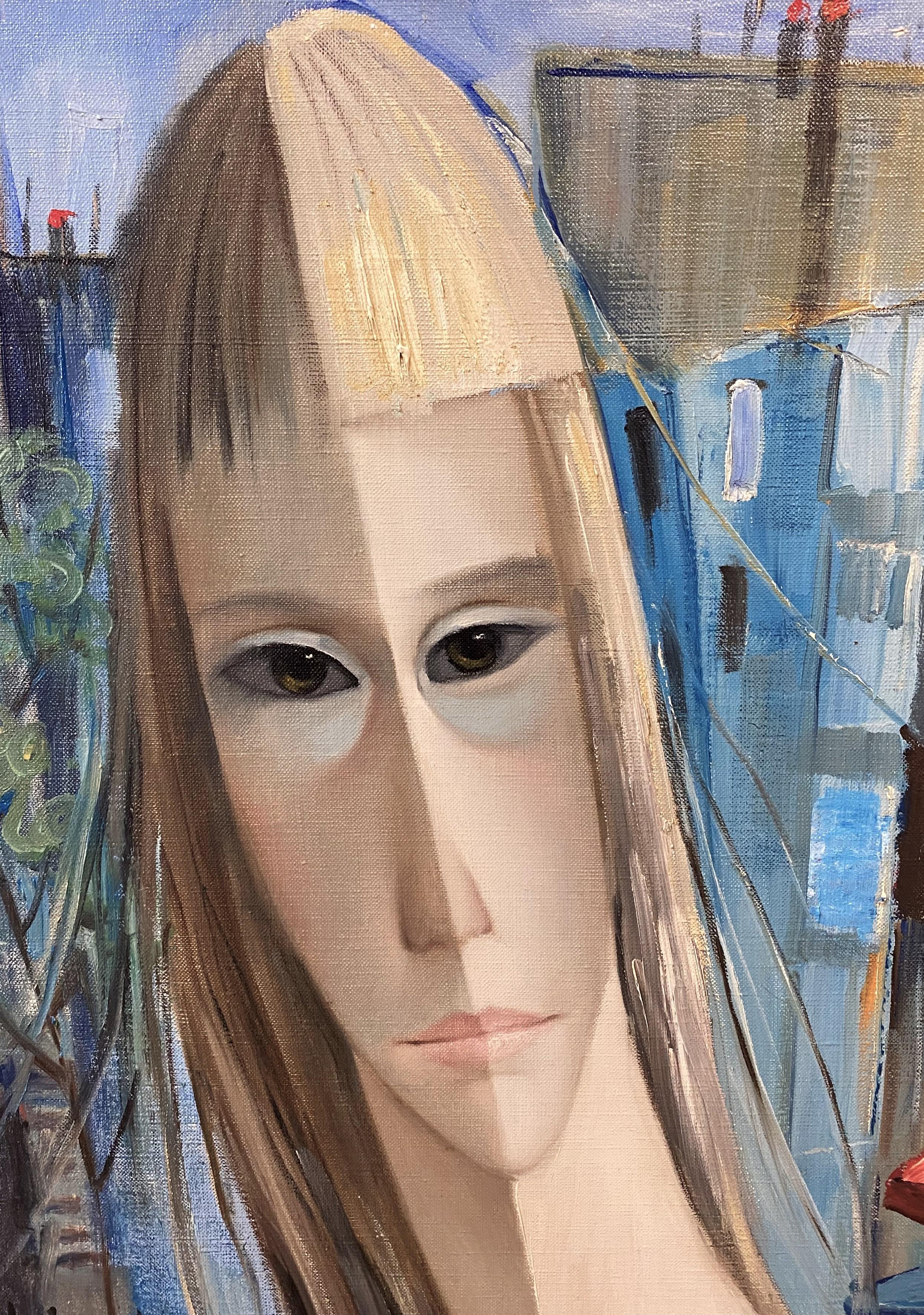 Modernistisches Porträt einer Frau (Moderne), Painting, von Margaret Keane