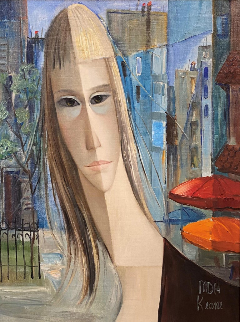 Margaret Keane Modernist Portrait of a Woman For Sale at 1stDibs