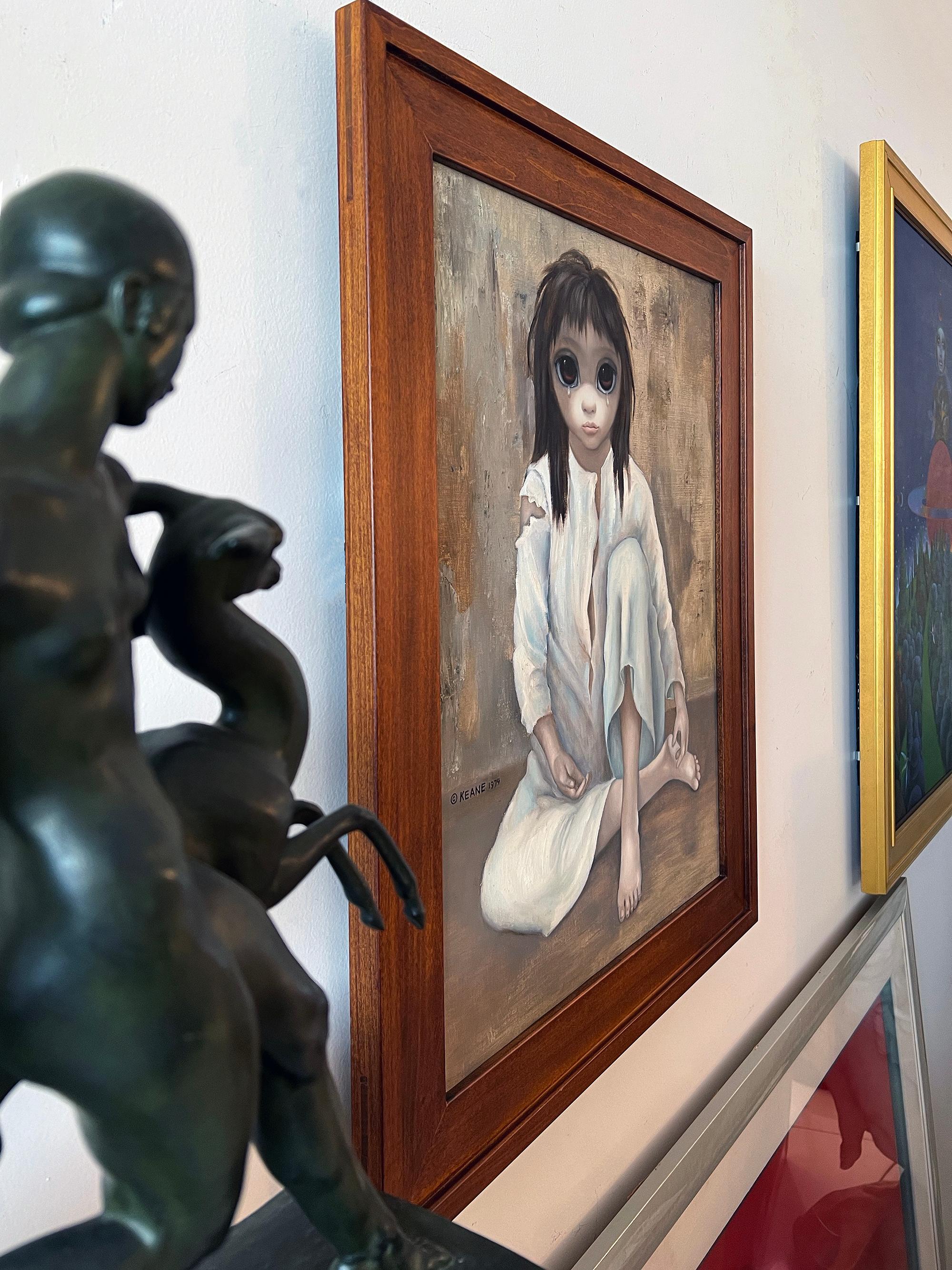 Wide Eyes Waif -  like the Movie Poster from Tim Burton - Gray Figurative Painting by Margaret Keane