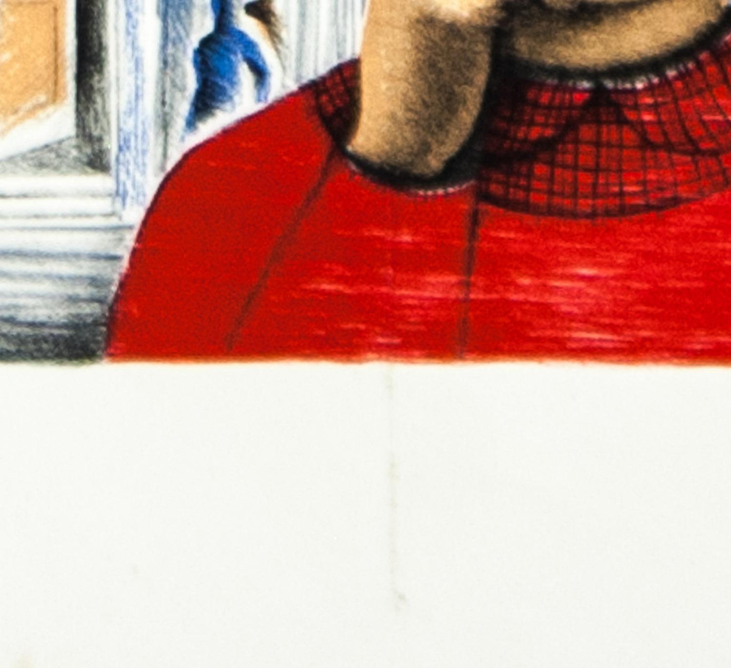 Ragazzo in camicia rossa, litografia originale di Margaret Keane, 1980 ca. in vendita 6