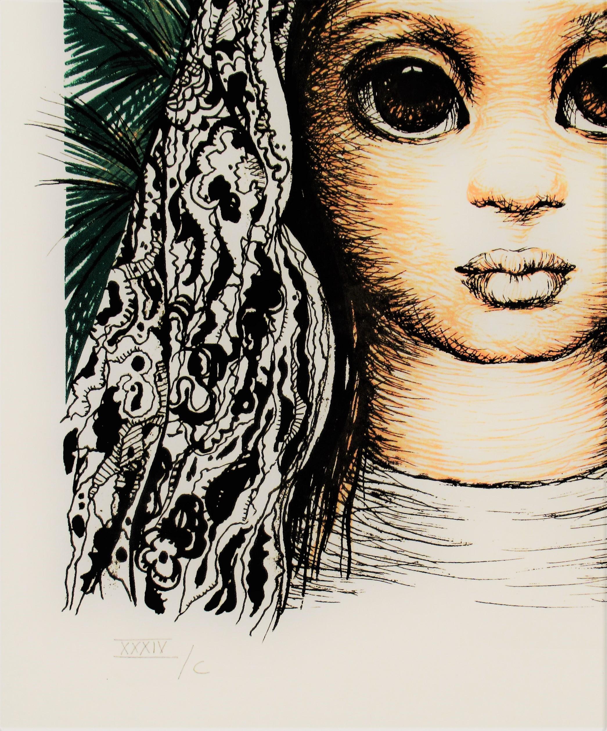 San Francisco, Girl with Mission Dolores - American Realist Print by Margaret Keane
