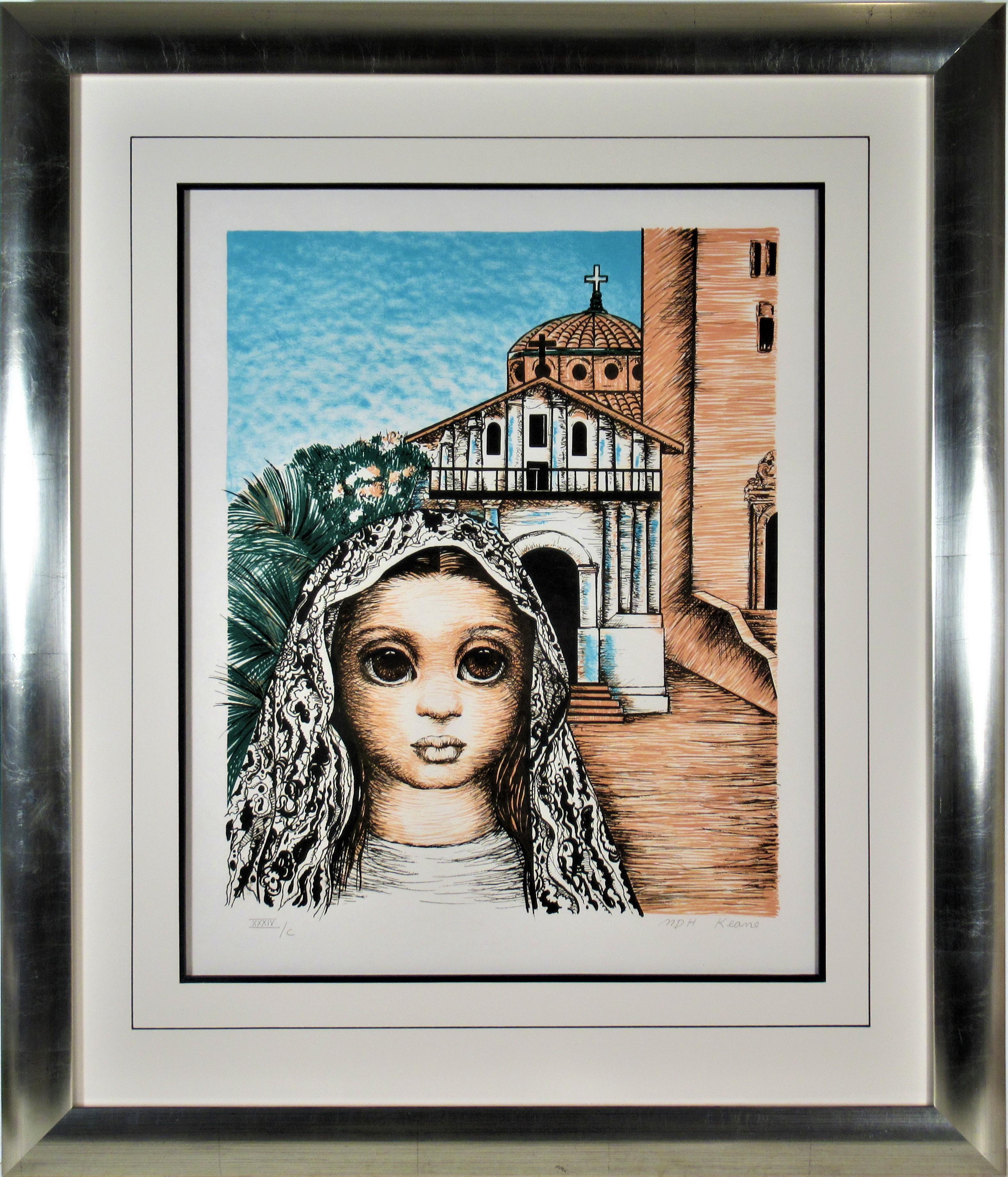 Margaret Keane Figurative Print - San Francisco, Girl with Mission Dolores