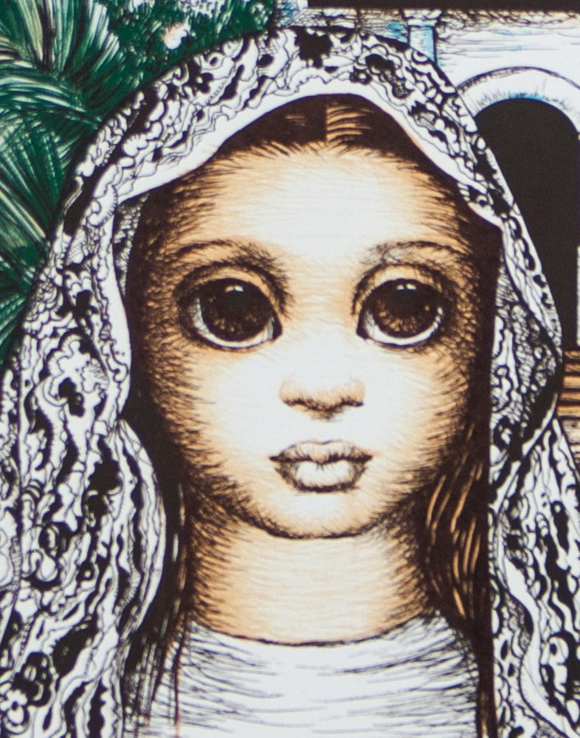 San Francisco, Niña con la Misión Dolores litografía original de Margaret Keane en venta 1