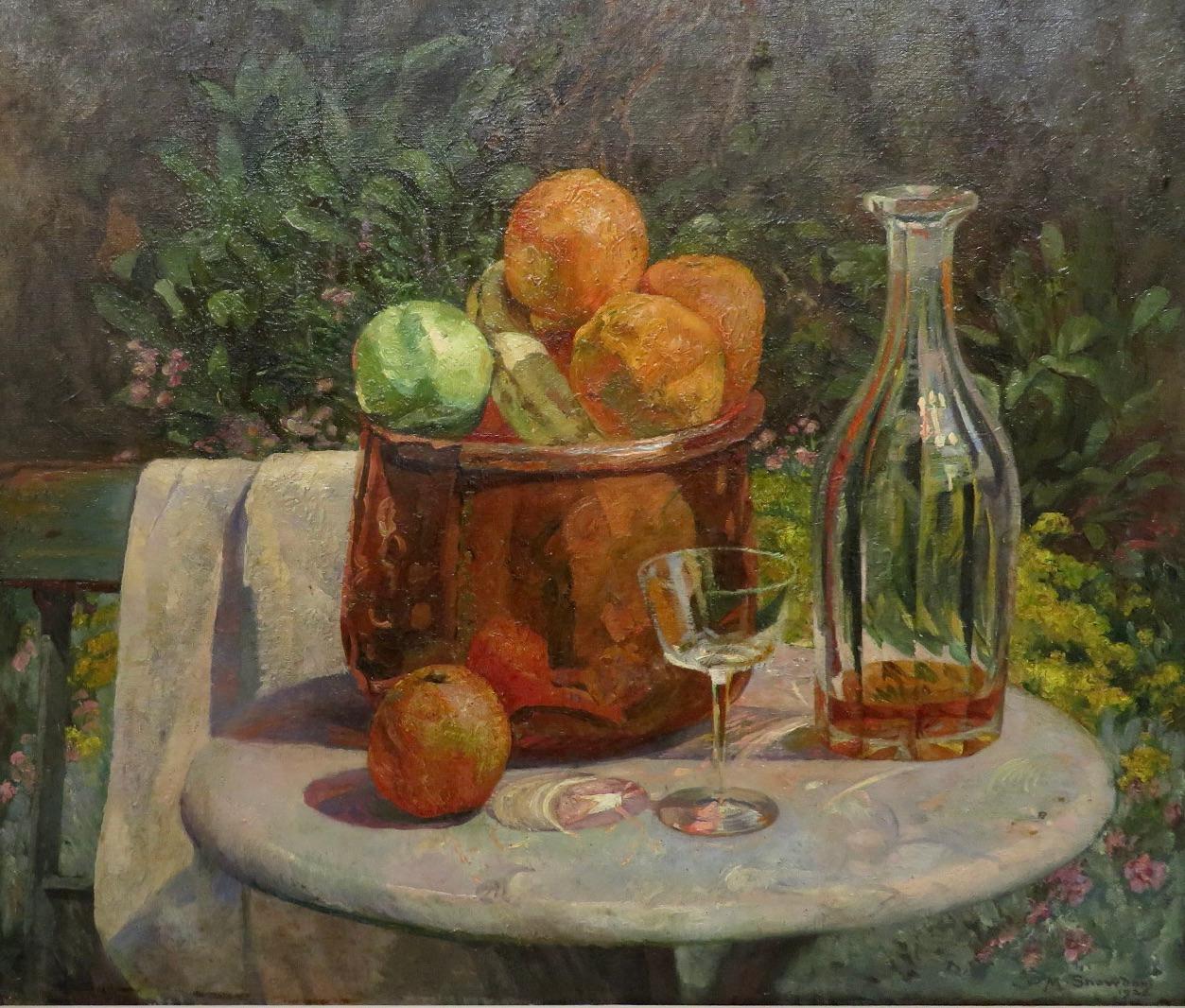 (1878-1965) Pittura ad olio originale di una natura morta degli anni '20 - Interesse del gruppo Bloomsbury - Interior Painting Marrone di MARGARET KEMPLAY SNOWDON 