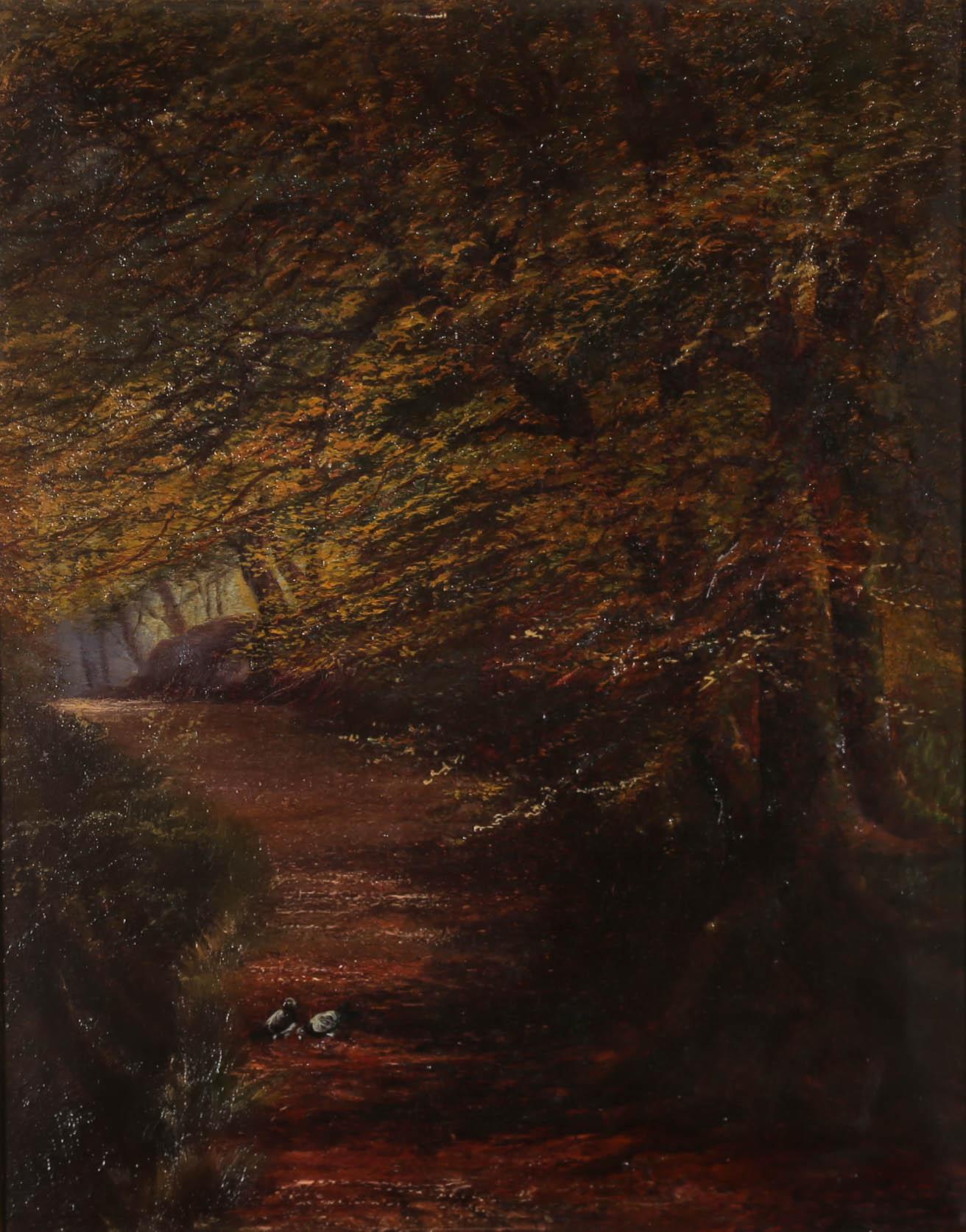 Margaret L. Fisher - Framed 1998 Oil, Woodland Path For Sale 1
