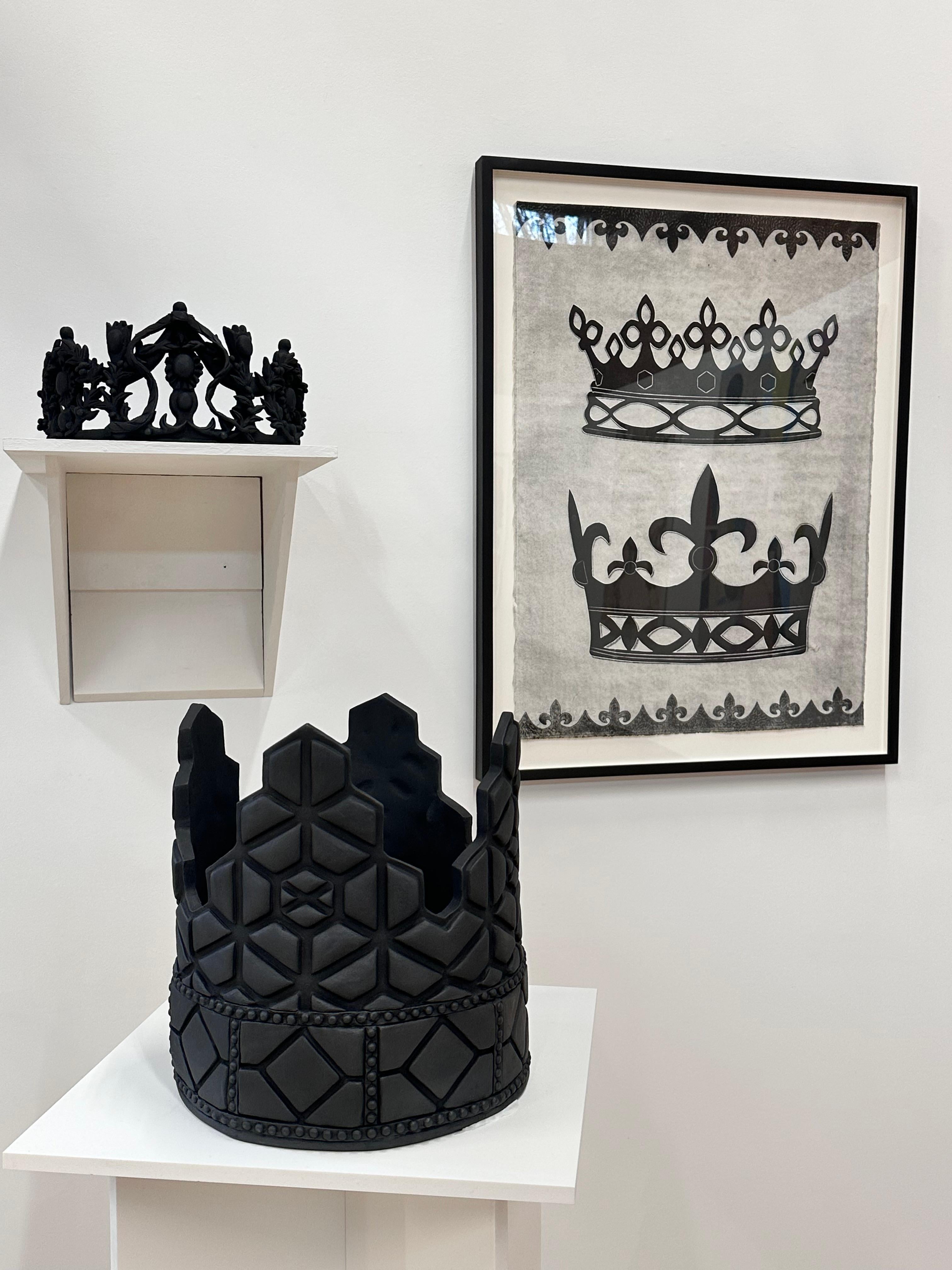 Marquess Marchioness One - Black Gray Crowns Tiara Monoprint, 2021 For Sale 1