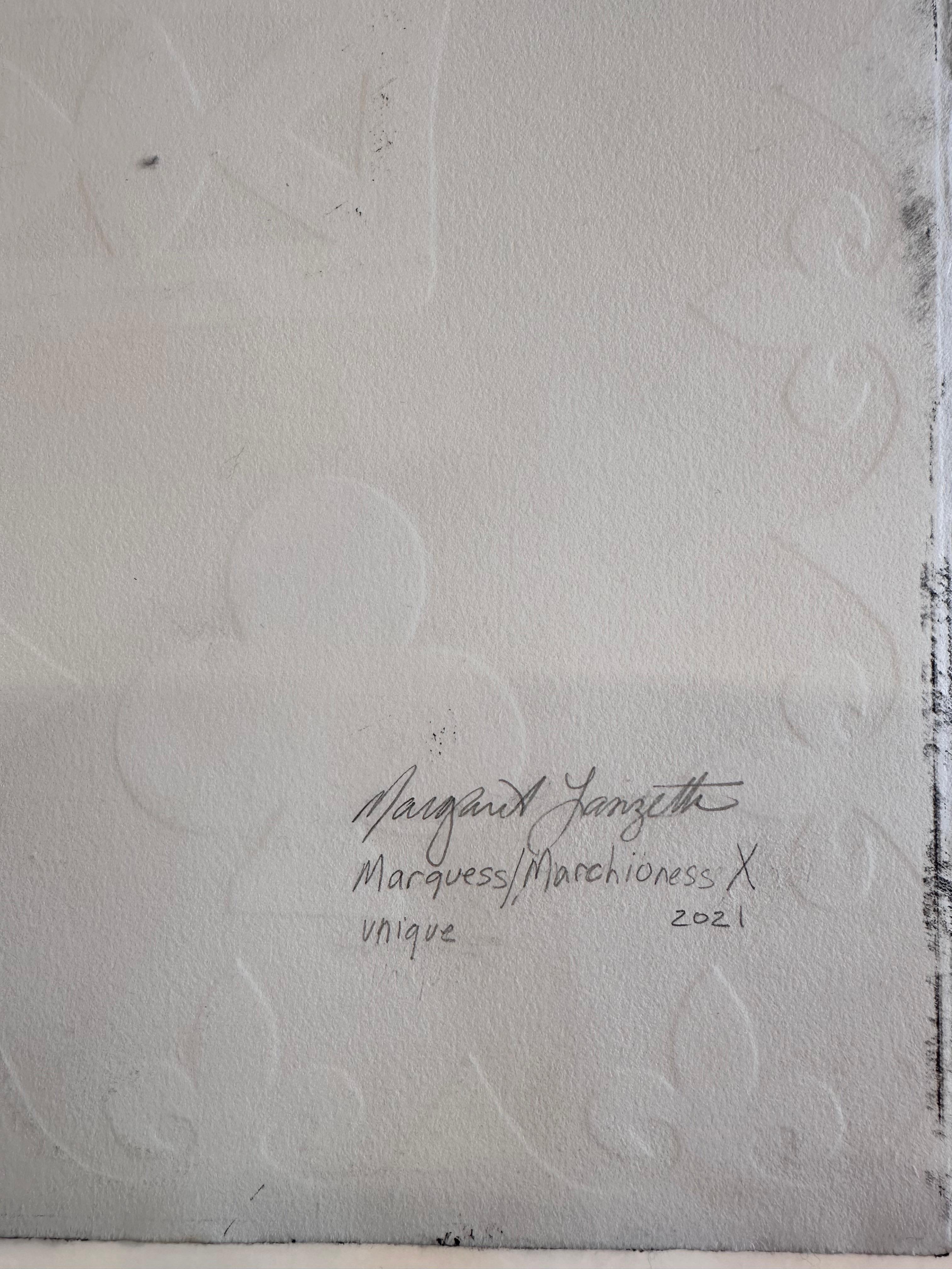Marquess Marchioness X - Black Gray Royal Crowns Heart Diamond Monoprint, 2021 For Sale 5