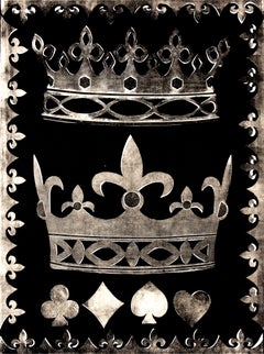 Marquess Marchioness X - Black Gray Royal Crowns Heart Diamond Monoprint, 2021