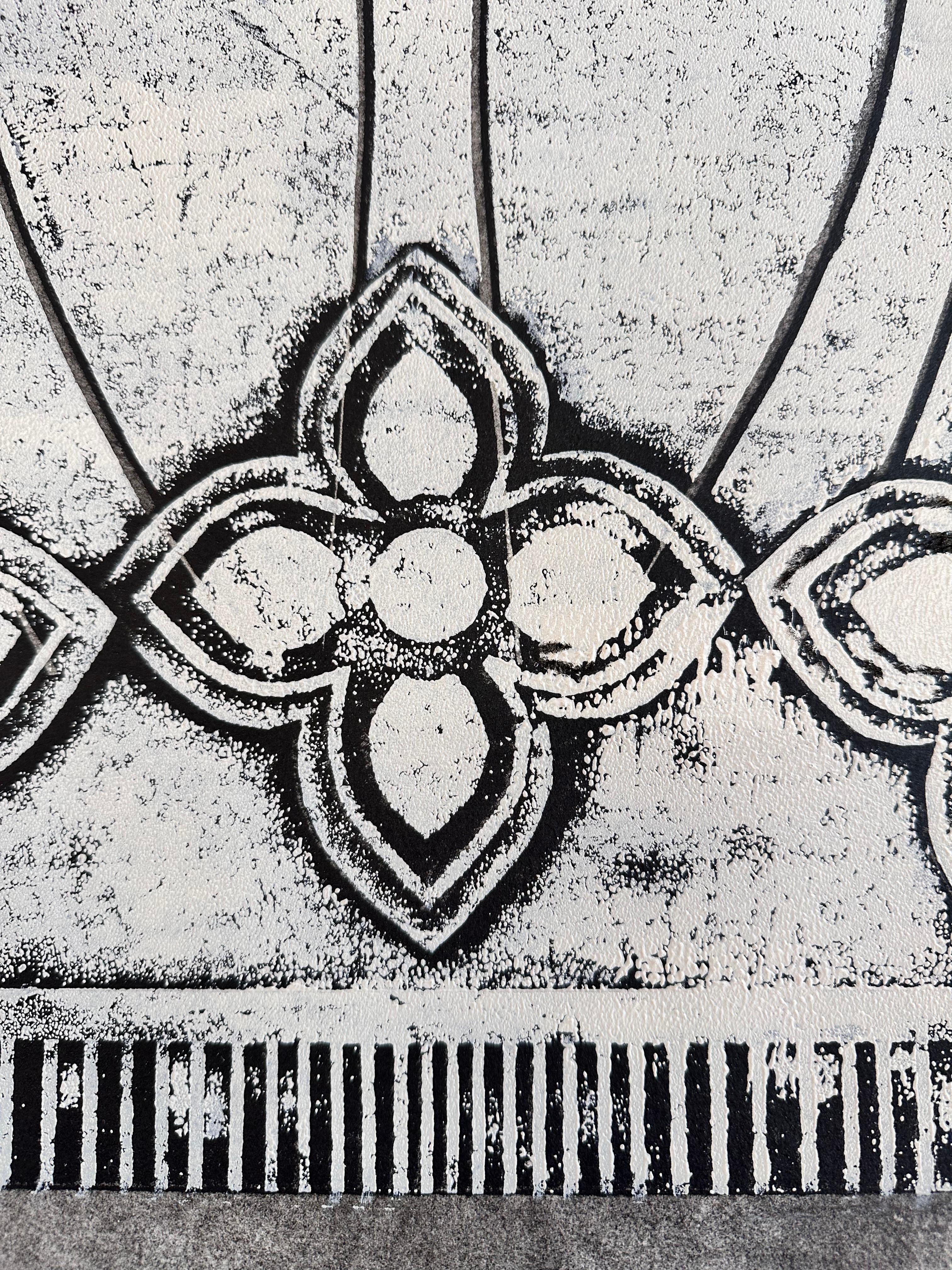 Monarch IV – Krone Monotypie Weiß Grau Royal King Fleur-de-lis, 2021 im Angebot 2