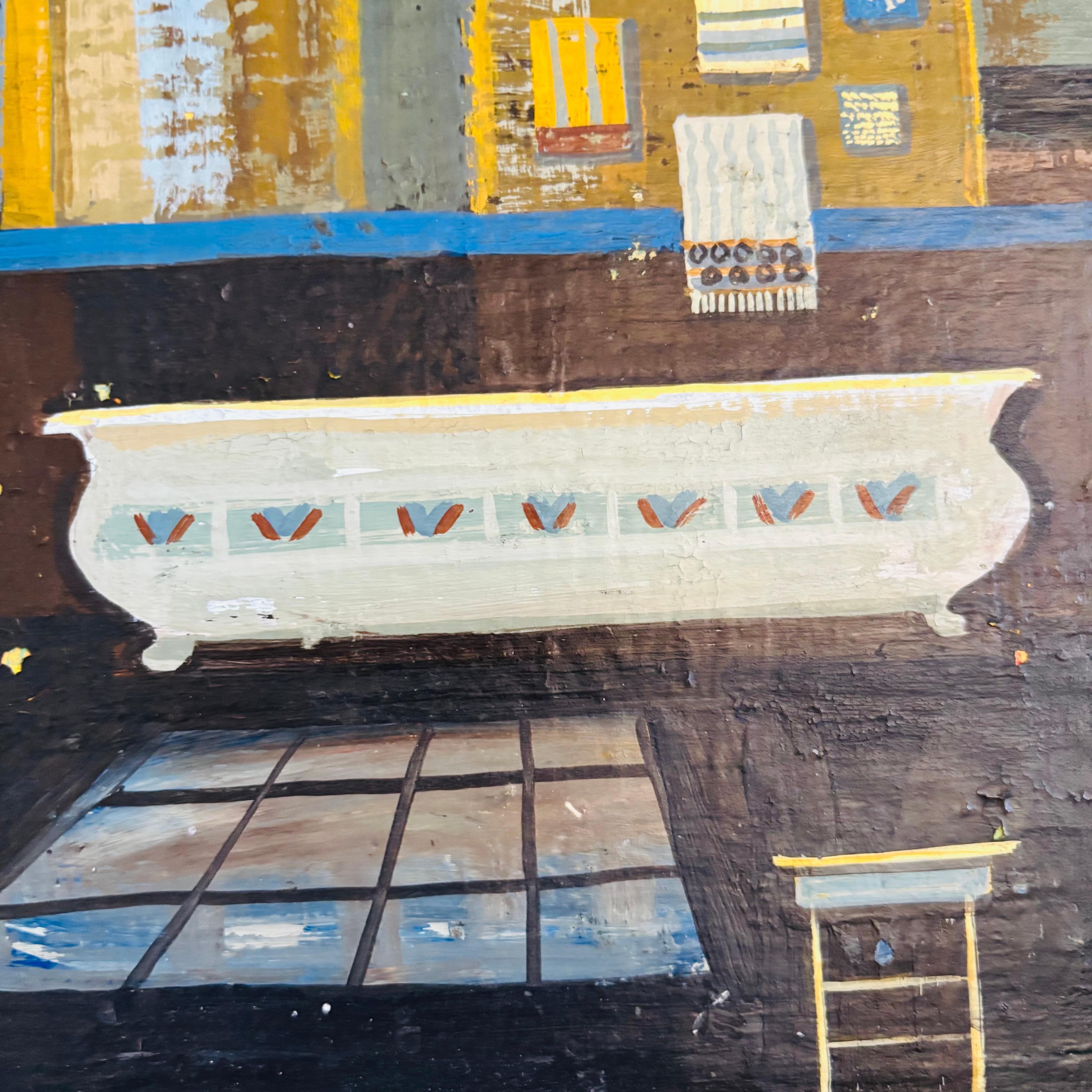 Margaret Layton Gouache auf Karton Badezimmer Gemälde (amerikanisch) im Angebot