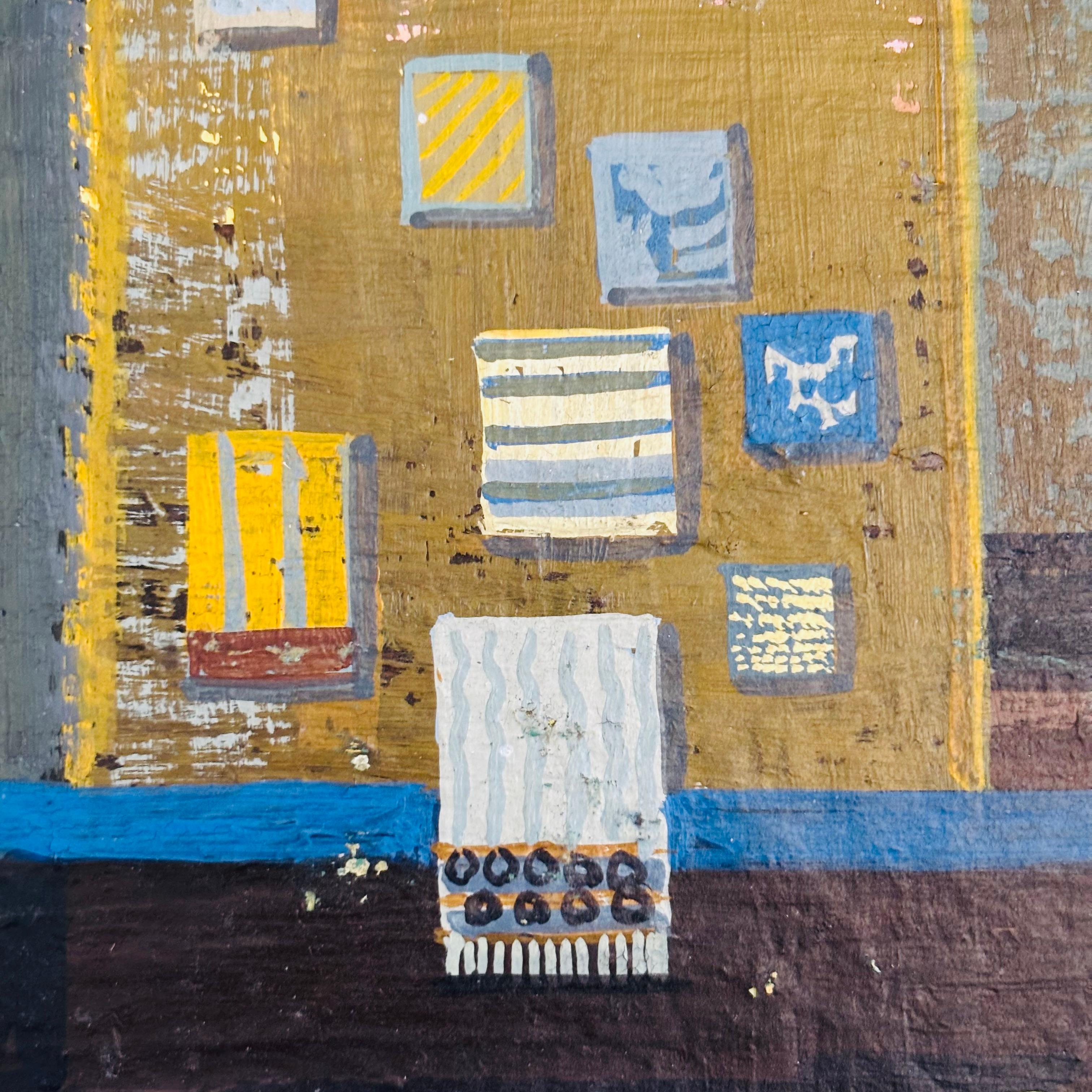 Margaret Layton Gouache auf Karton Badezimmer Gemälde (Holz) im Angebot