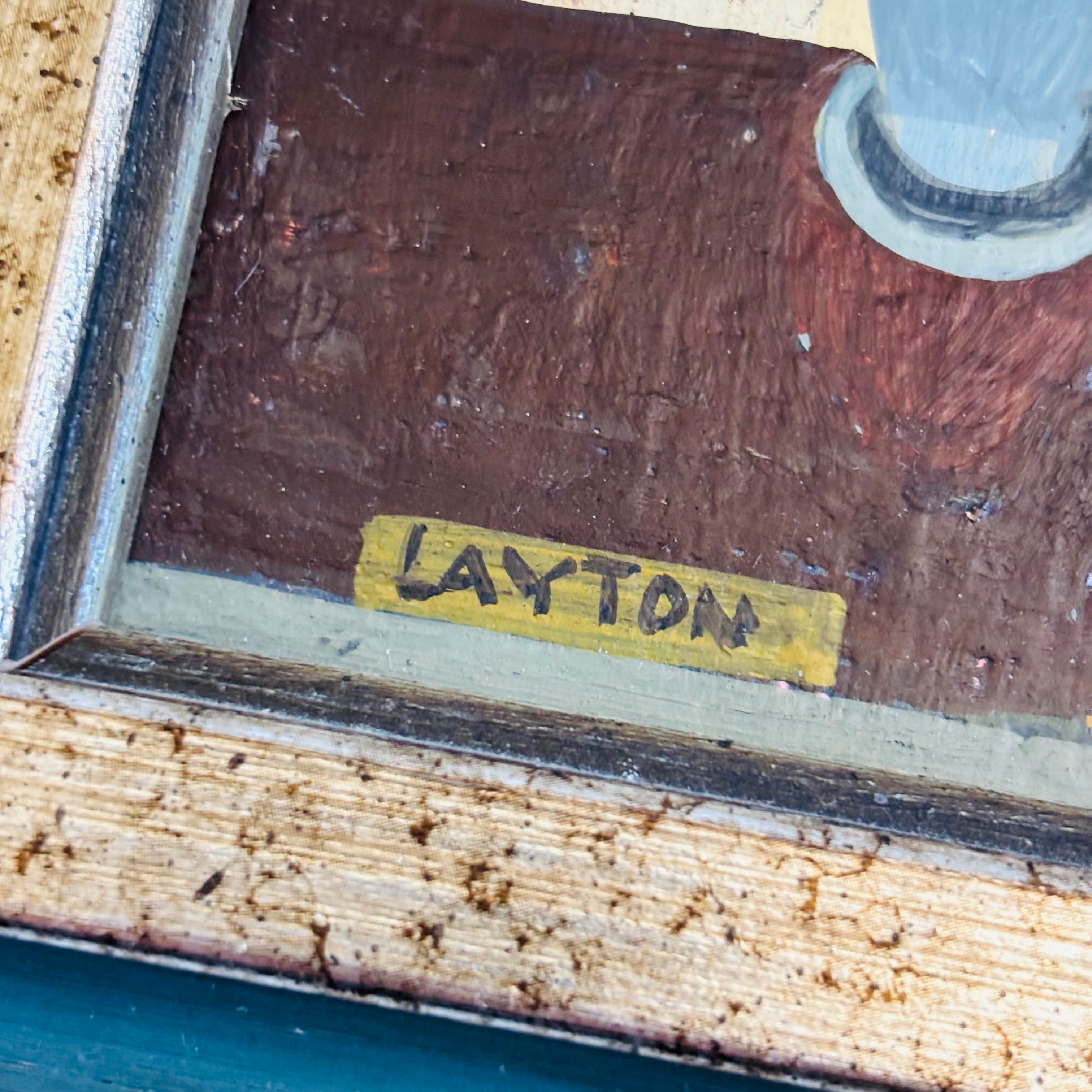 Margaret Layton Gouache auf Karton Badezimmer Gemälde im Angebot 1
