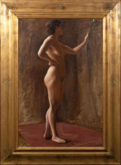 Full Length Nude Female Portrait In The Artists Studio, dated 1909