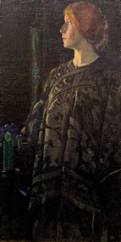 "Woman with Violets" Margaret Longstreith Baugh, Early Female American Artist