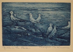 "Gulls On The Rocks" - Original Lithograph On Paper