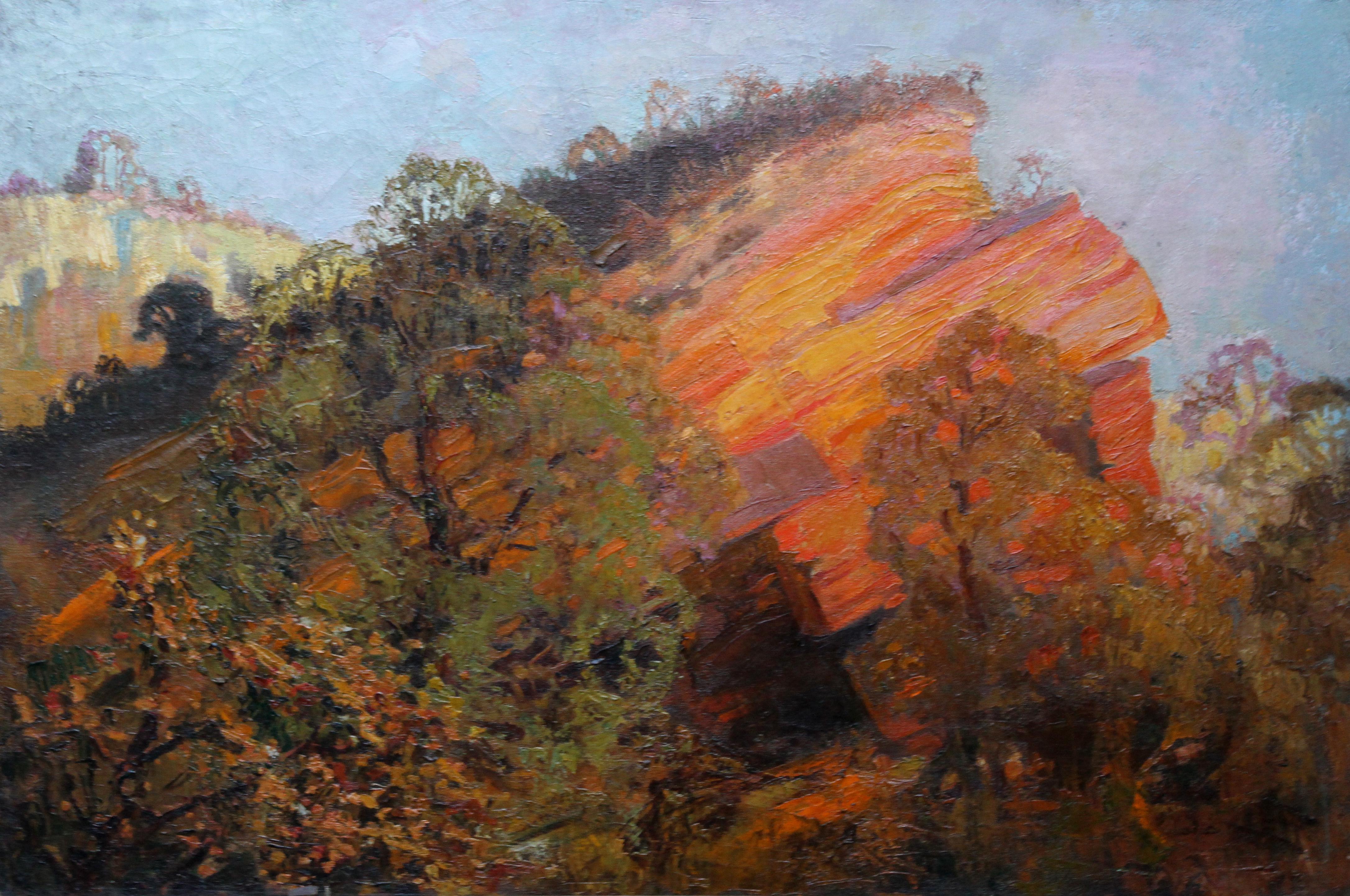 A Geological Landscape - British art 1920's landscape oil painting female artist For Sale 1