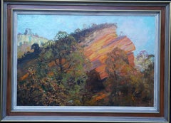 Antique A Geological Landscape - British art 1920's landscape oil painting female artist
