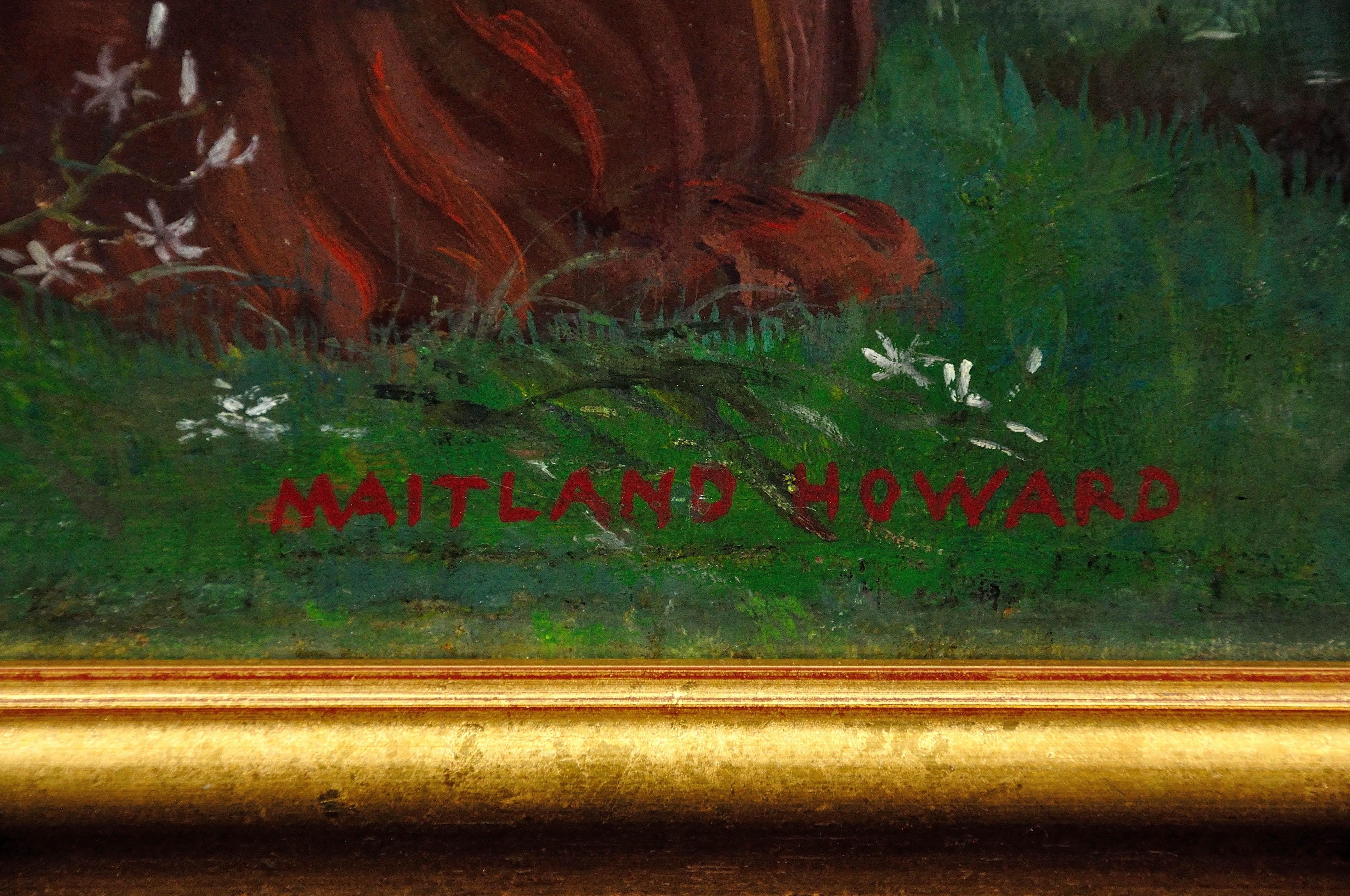 Pan Dios De La Naturaleza Tocando La Flauta De Pan Desnudo Mitológico Con Animales Pintura Al Óleo - Painting Romántico de Margaret Maitland Howard