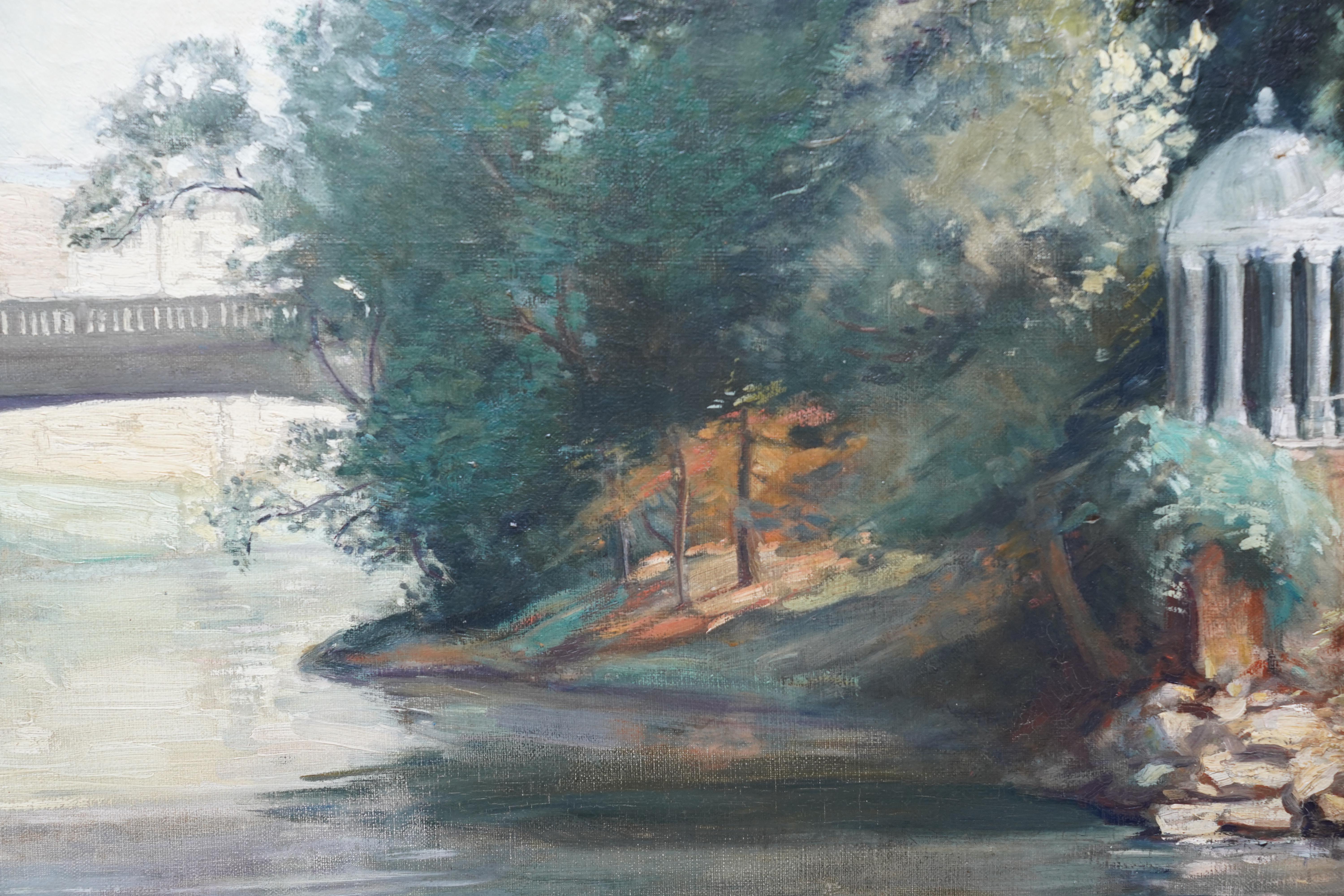 River Landscape - British 1920's art Bath landscape oil painting female artist For Sale 2