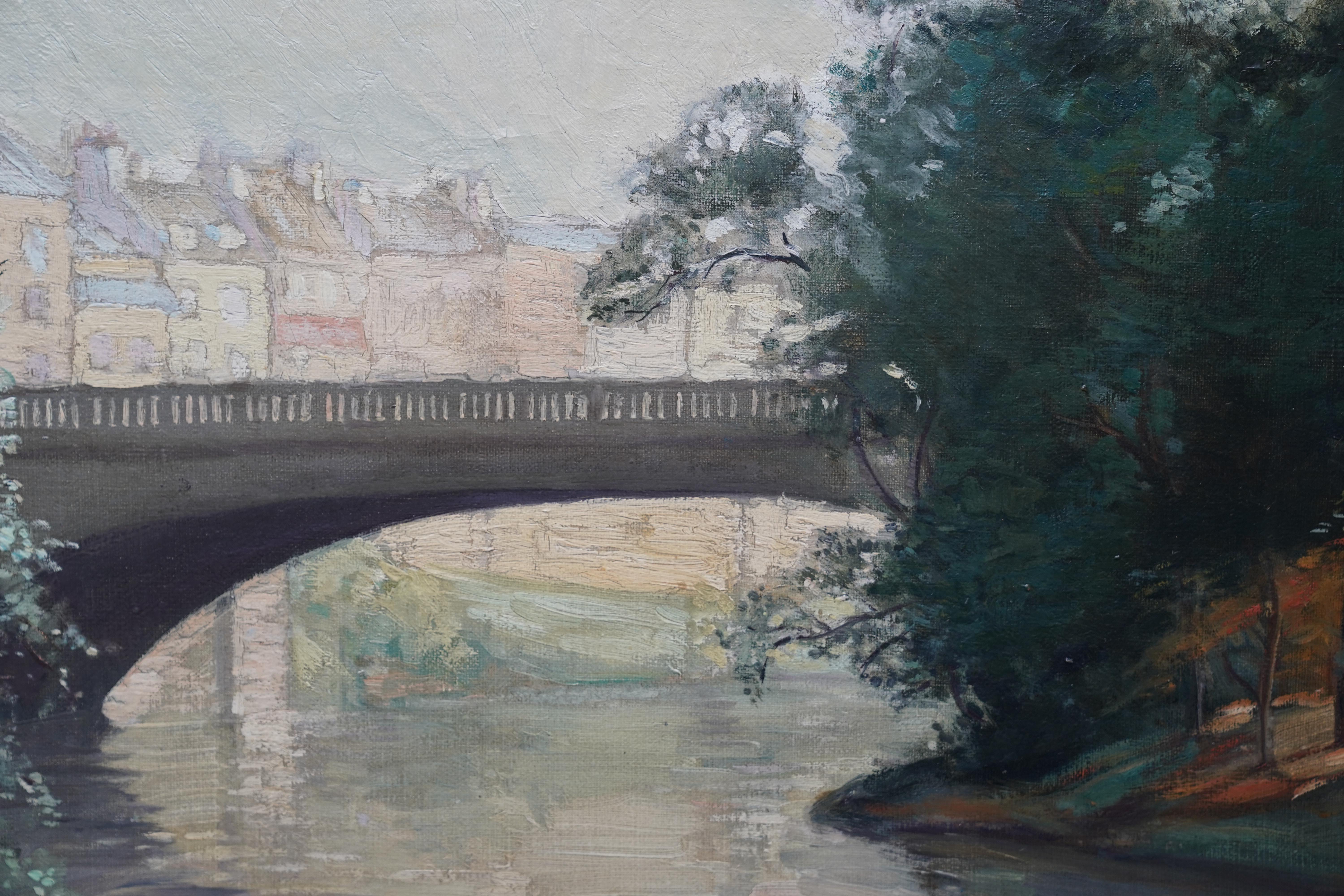 River Landscape - British 1920's art Bath landscape oil painting female artist For Sale 3