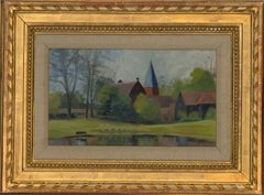 Margaret McClean - Mid 20th Century Oil, Church Beside a Lake