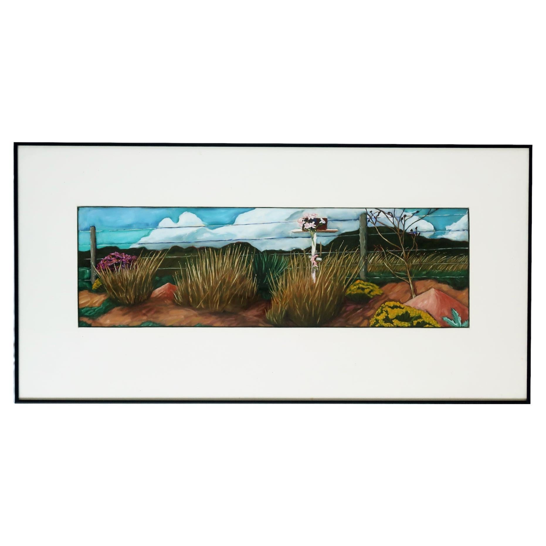 Margaret McGee "Wildflowers/Las Vegas" Oil on Paper 1989 For Sale