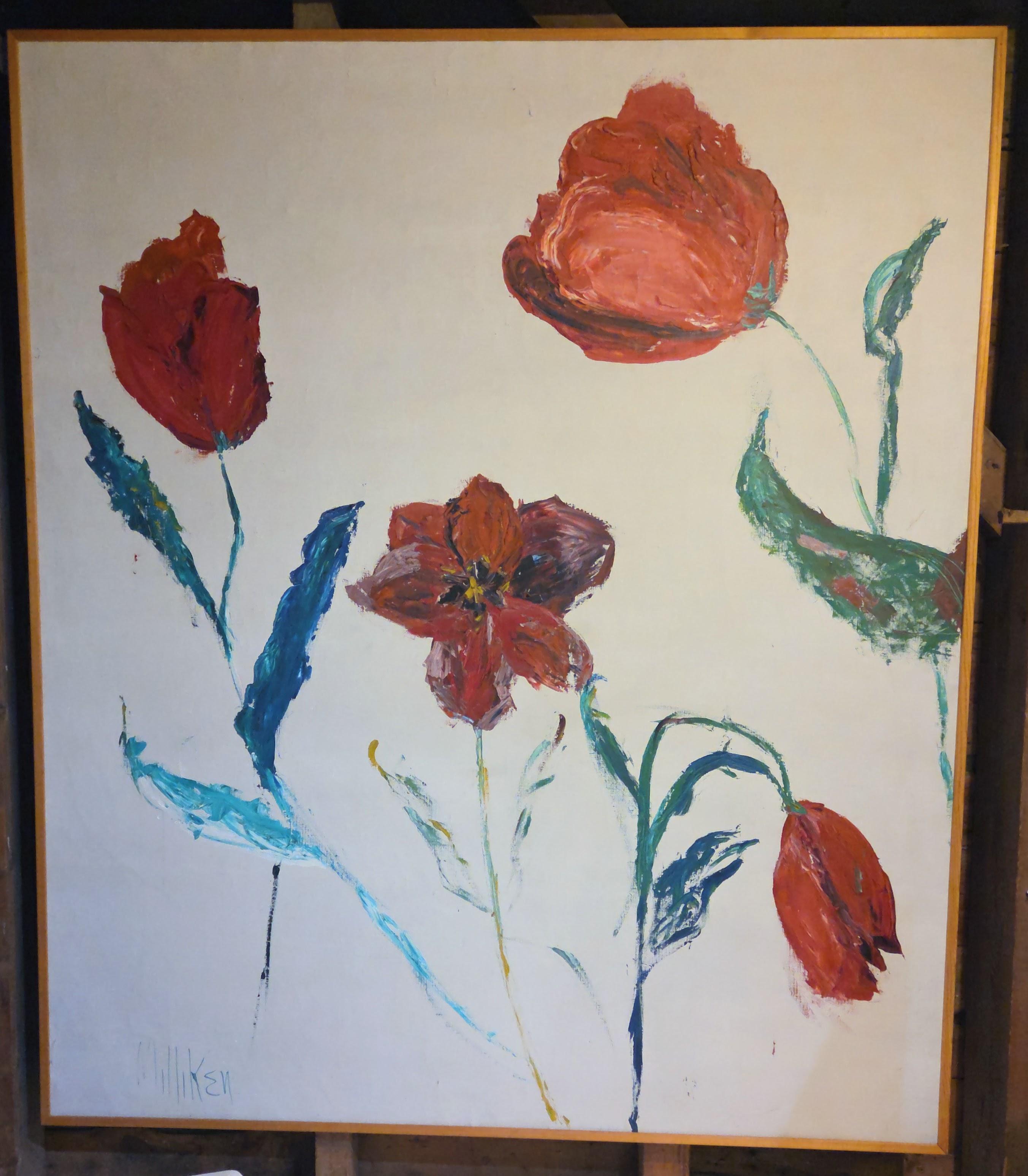 Margaret Milliken Still-Life Painting - "Untitled" (Tulips) 1967 Acrylic on Canvas 1967 84" x 72"