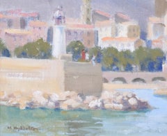 Menton Harbour, French Riviera oil painting by Lady Margaret Myddleton