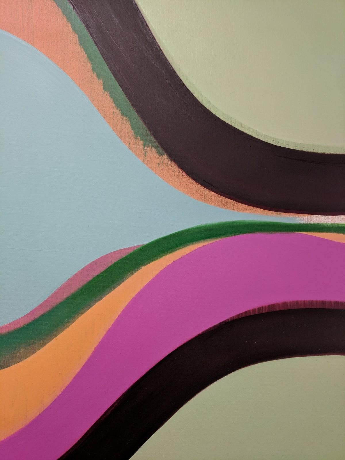 Emissary:: Geometrisches abstraktes Gemälde mit Grün:: Magenta:: Rosa:: Braun:: Orange 2