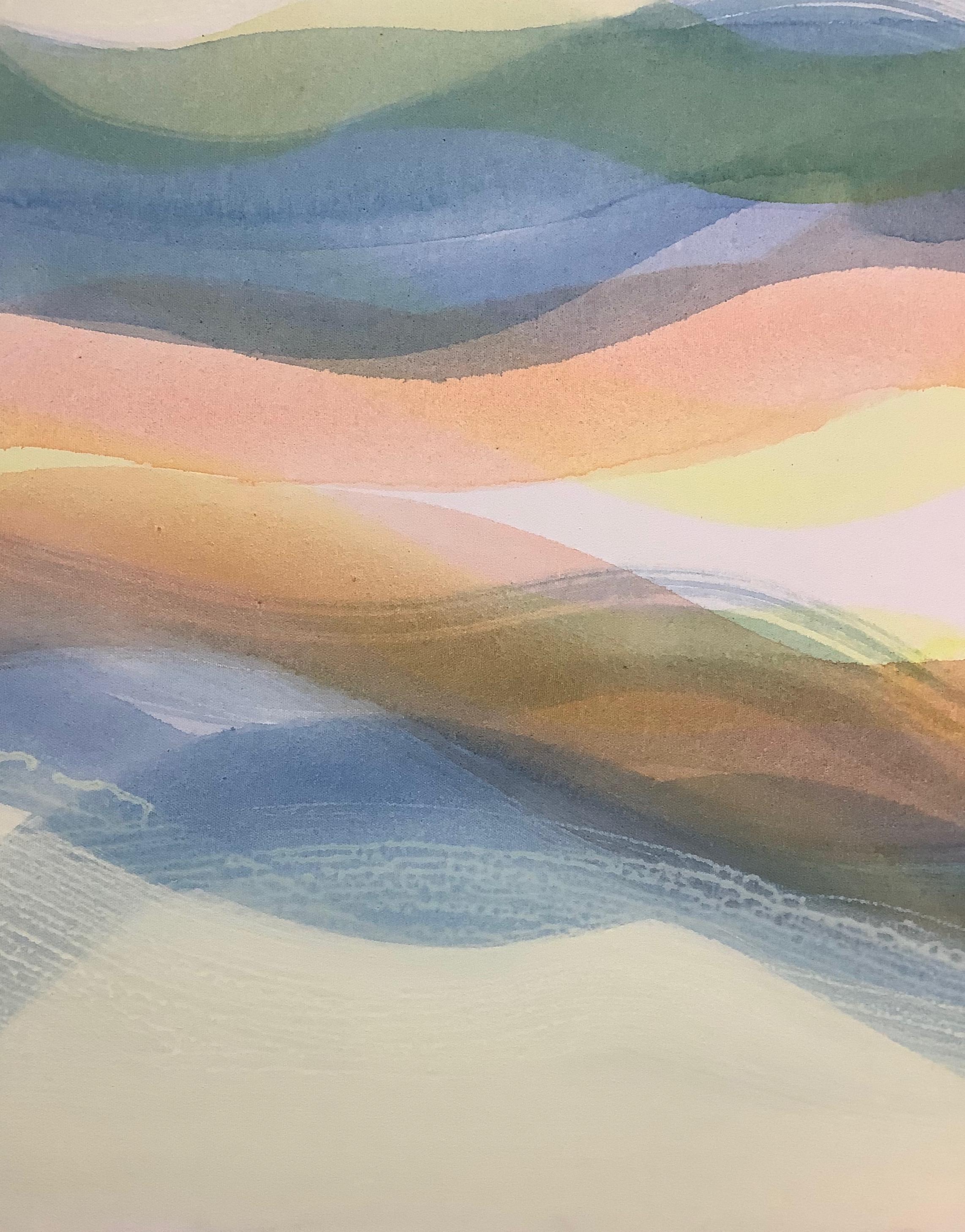 Locale - Blue Peach Orange Green Yellow Undulations Abstract Color Waves, 2020 For Sale 5