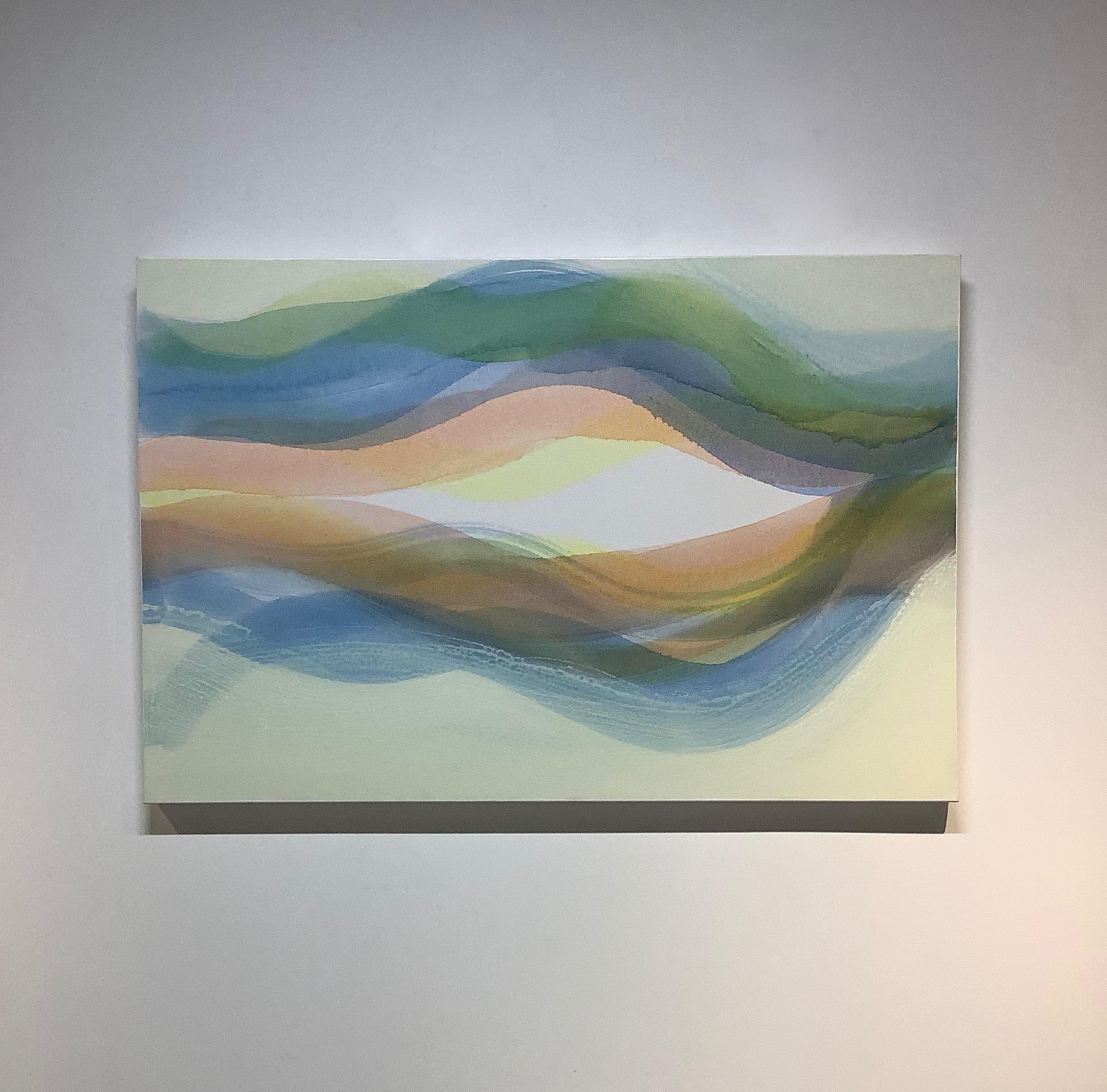 Locale - Blue Peach Orange Green Yellow Undulations Abstract Color Waves, 2020 For Sale 7