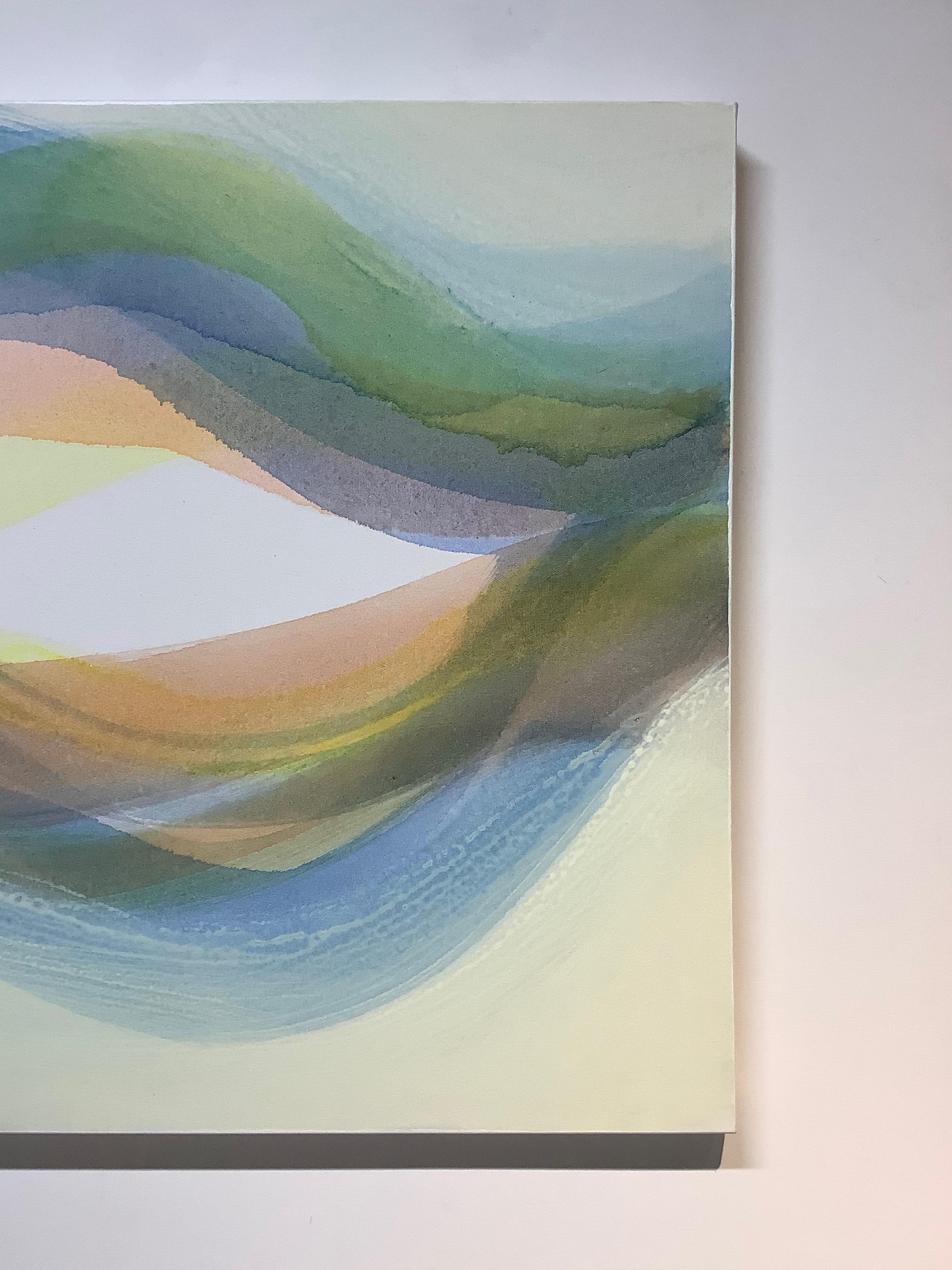Locale - Blue Peach Orange Green Yellow Undulations Abstract Color Waves, 2020 For Sale 8