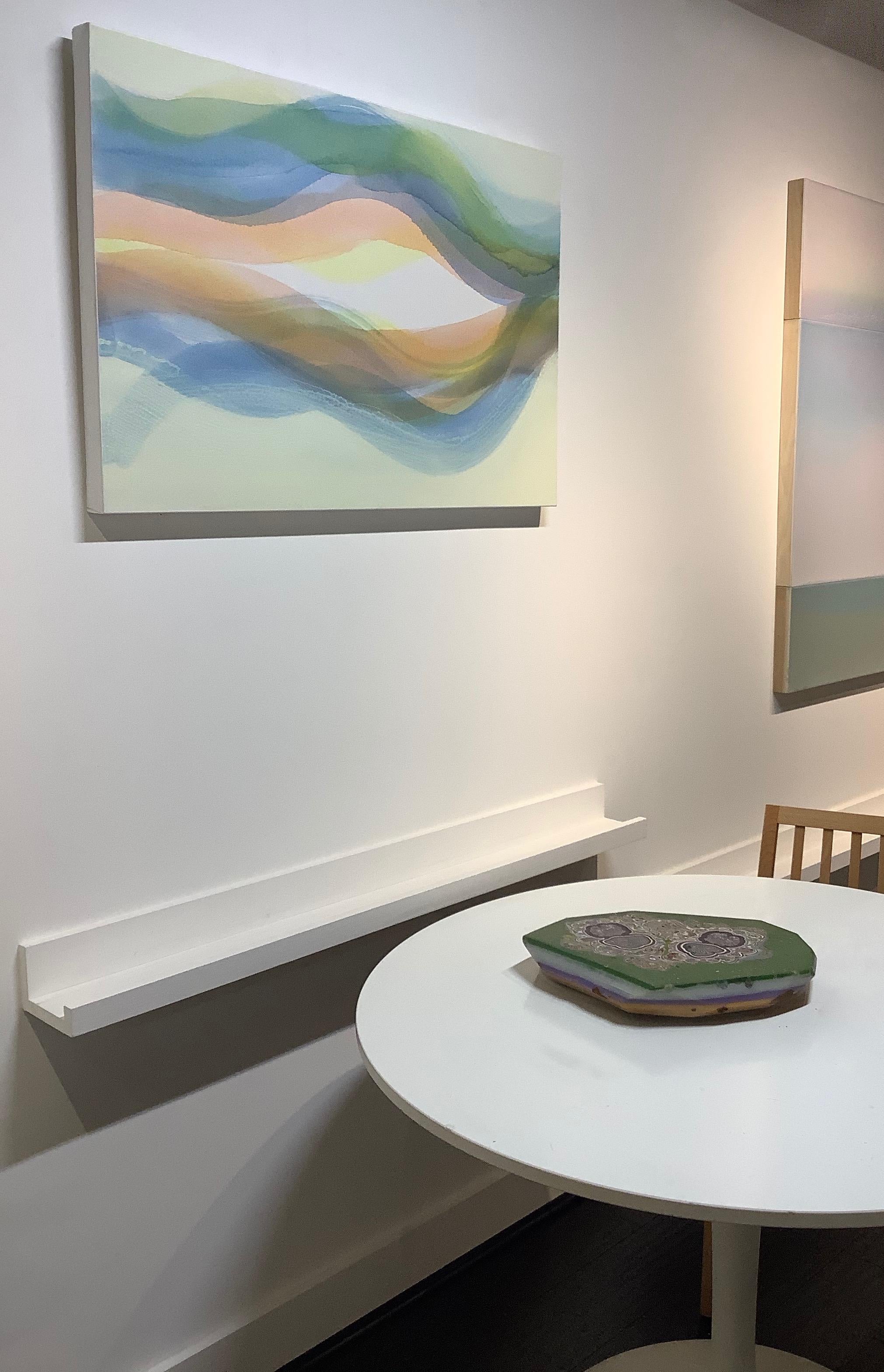 Locale - Blue Peach Orange Green Yellow Undulations Abstract Color Waves, 2020 For Sale 9