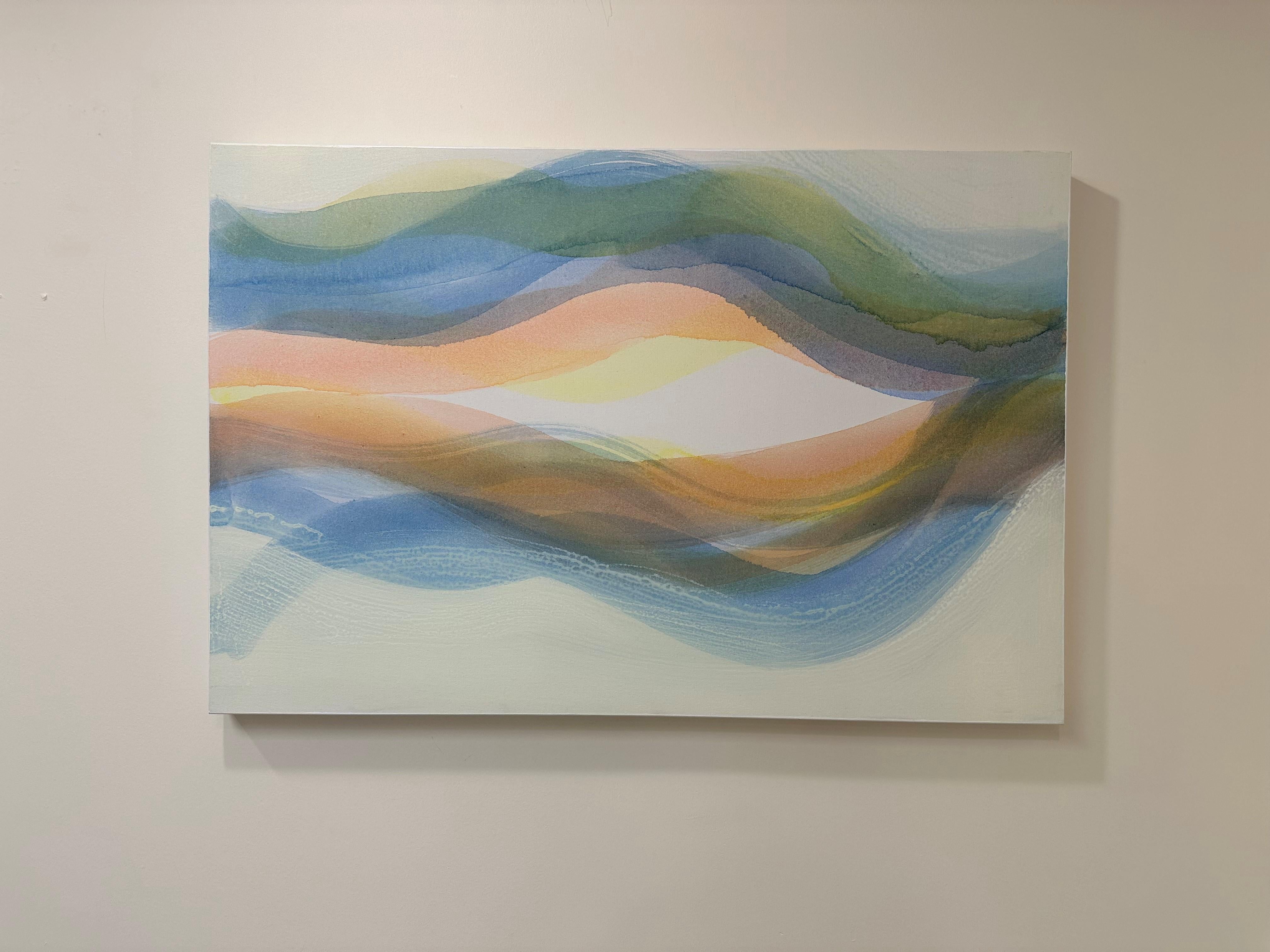 Locale - Blue Peach Orange Green Yellow Undulations Abstract Color Waves, 2020 For Sale 1