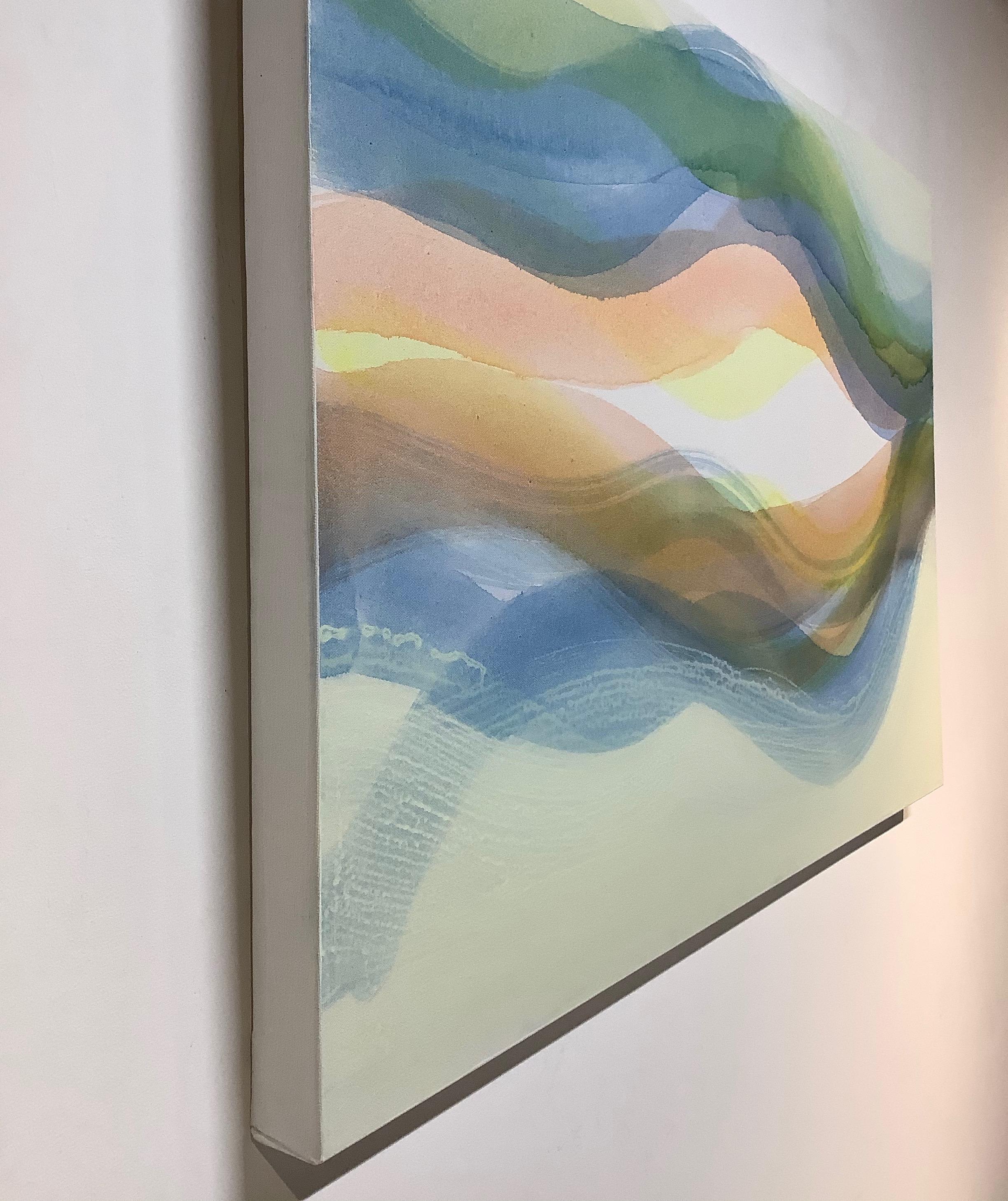 Locale - Blue Peach Orange Green Yellow Undulations Abstract Color Waves, 2020 For Sale 3