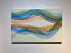 Locale - Pale Yellow Blue Peach Orange Green Abstract Color Waves, 2020