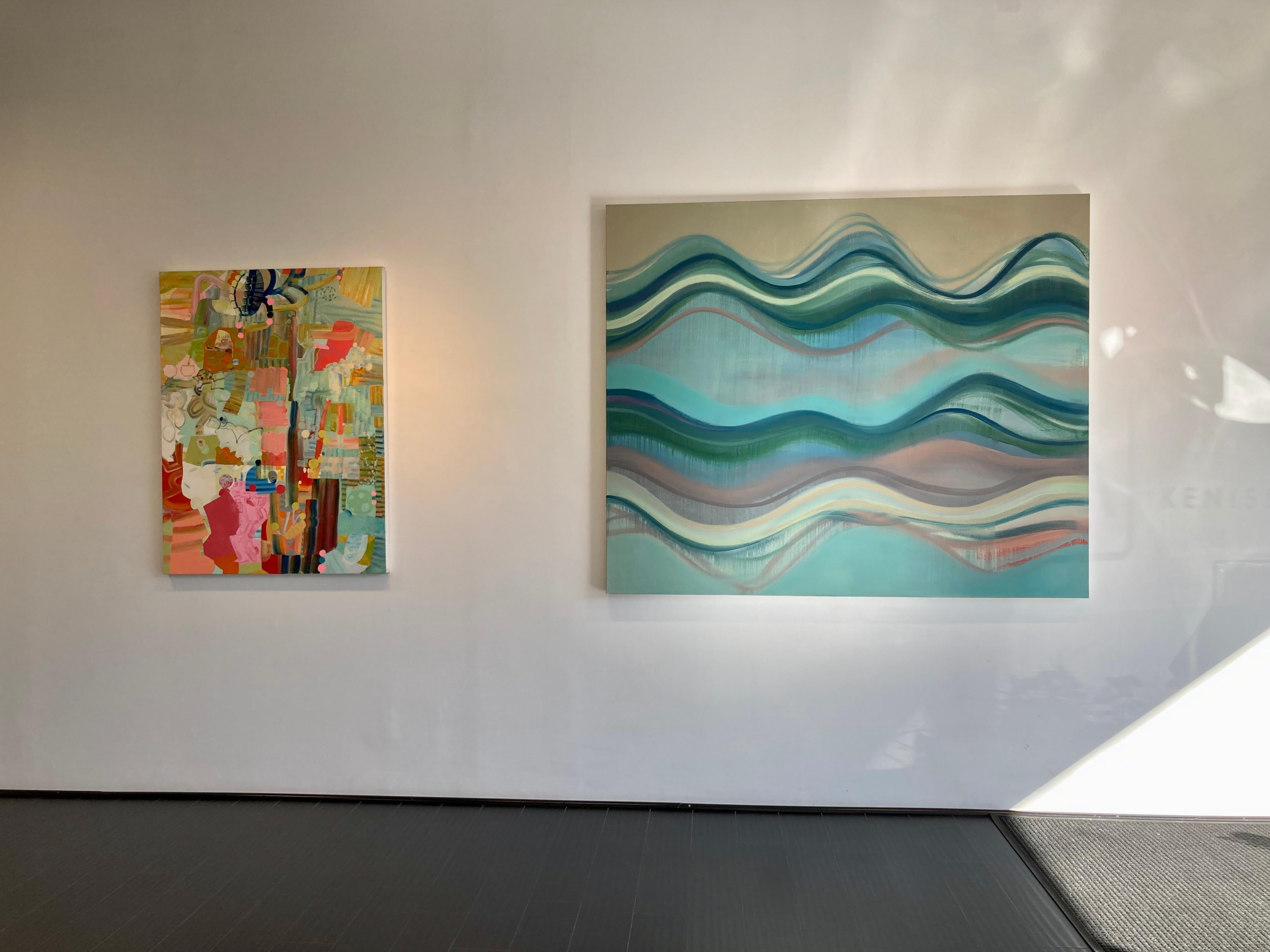 Réservoir - Abstrait Bleu Vert Corail Ivoire Ondulations Couleur Vagues, 2019 en vente 4