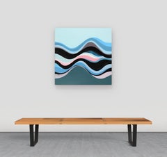 Sprite - Abstract Painting Blue Pink Taupe Undulation Waves, 2024