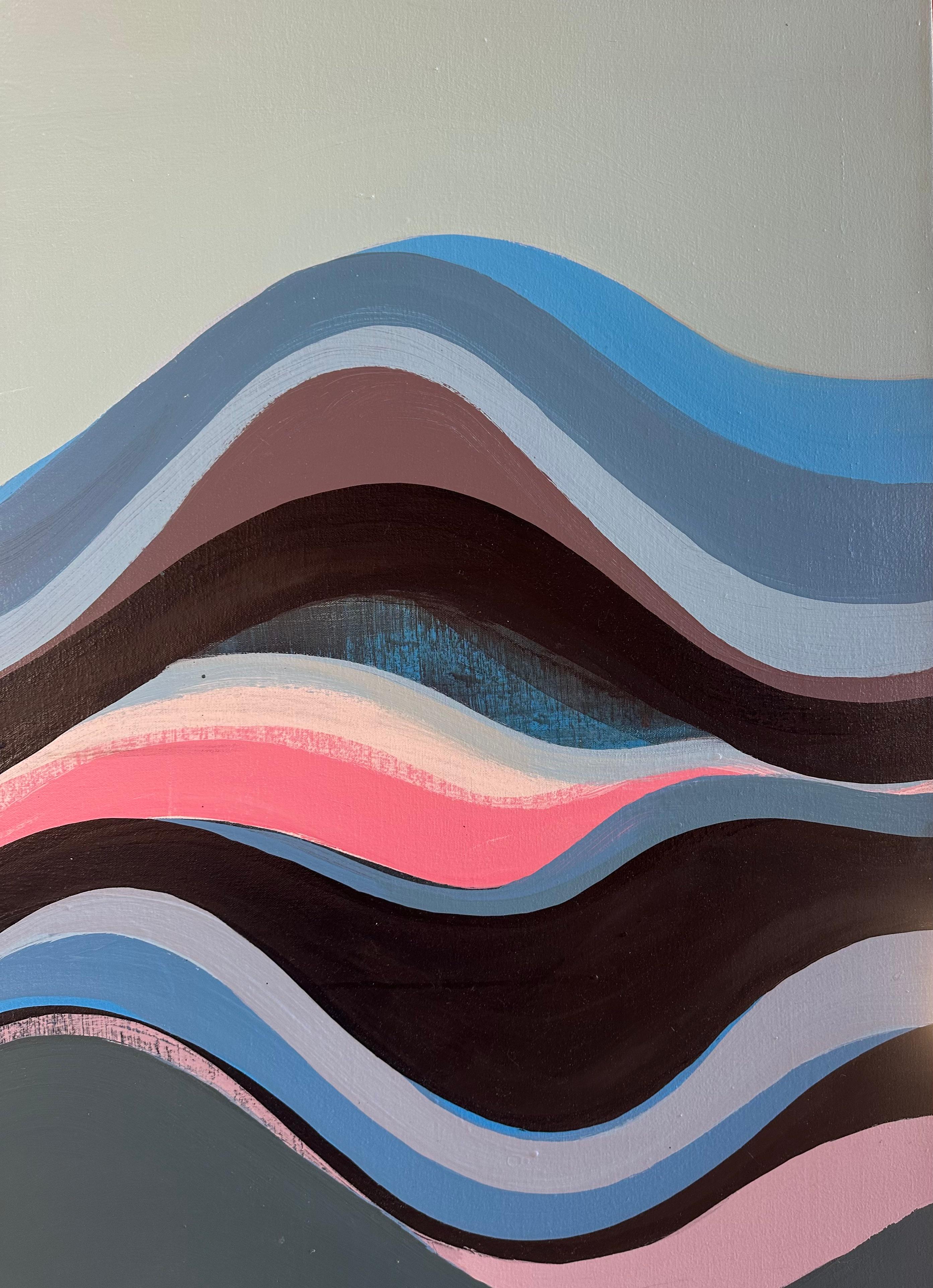 Sprite - Abstraktes Gemälde Blau Rosa Teal Mauve Taupe Undulation Waves, 2024 im Angebot 1