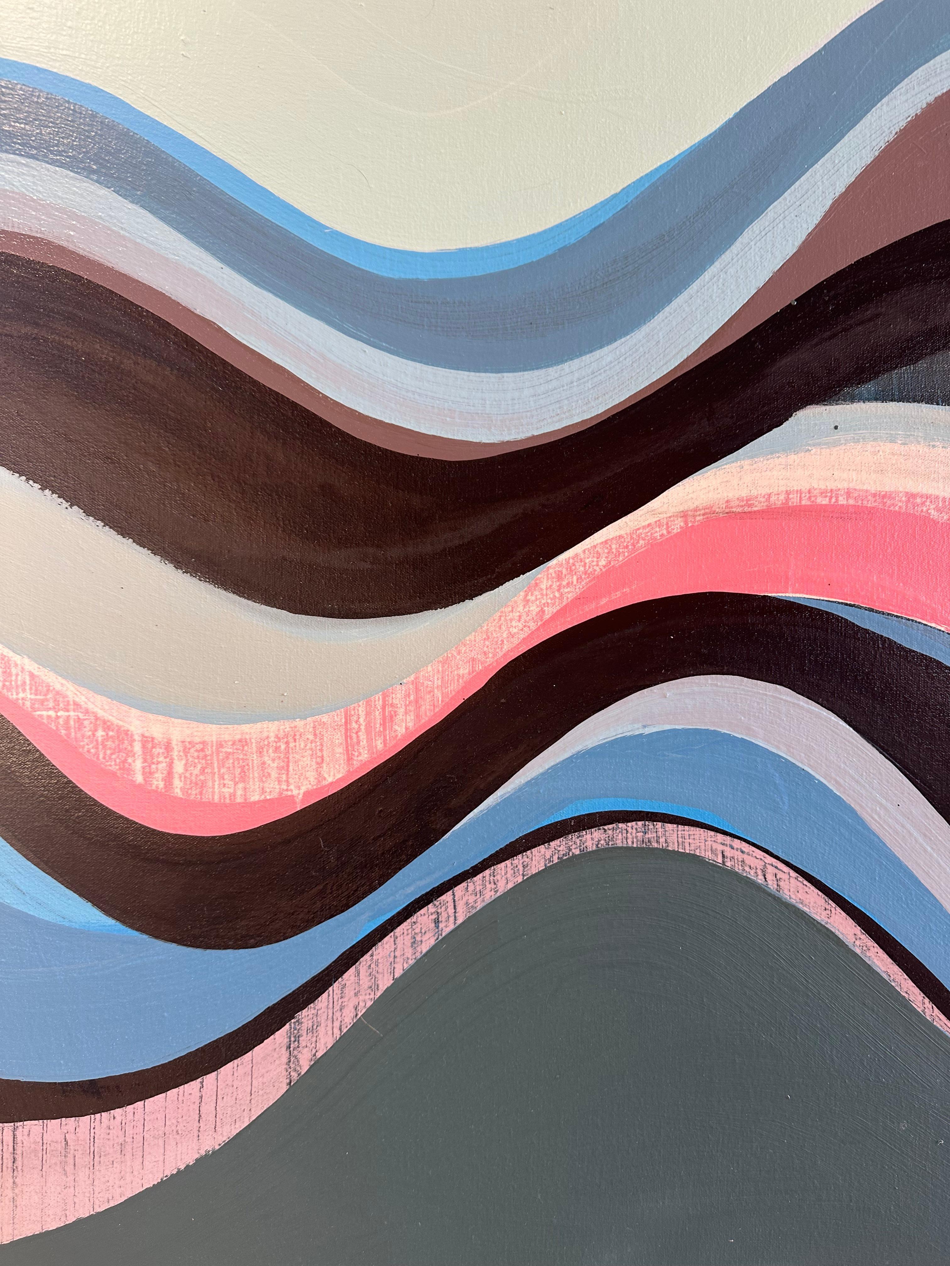 Sprite - Abstraktes Gemälde Blau Rosa Teal Mauve Taupe Undulation Waves, 2024 im Angebot 2