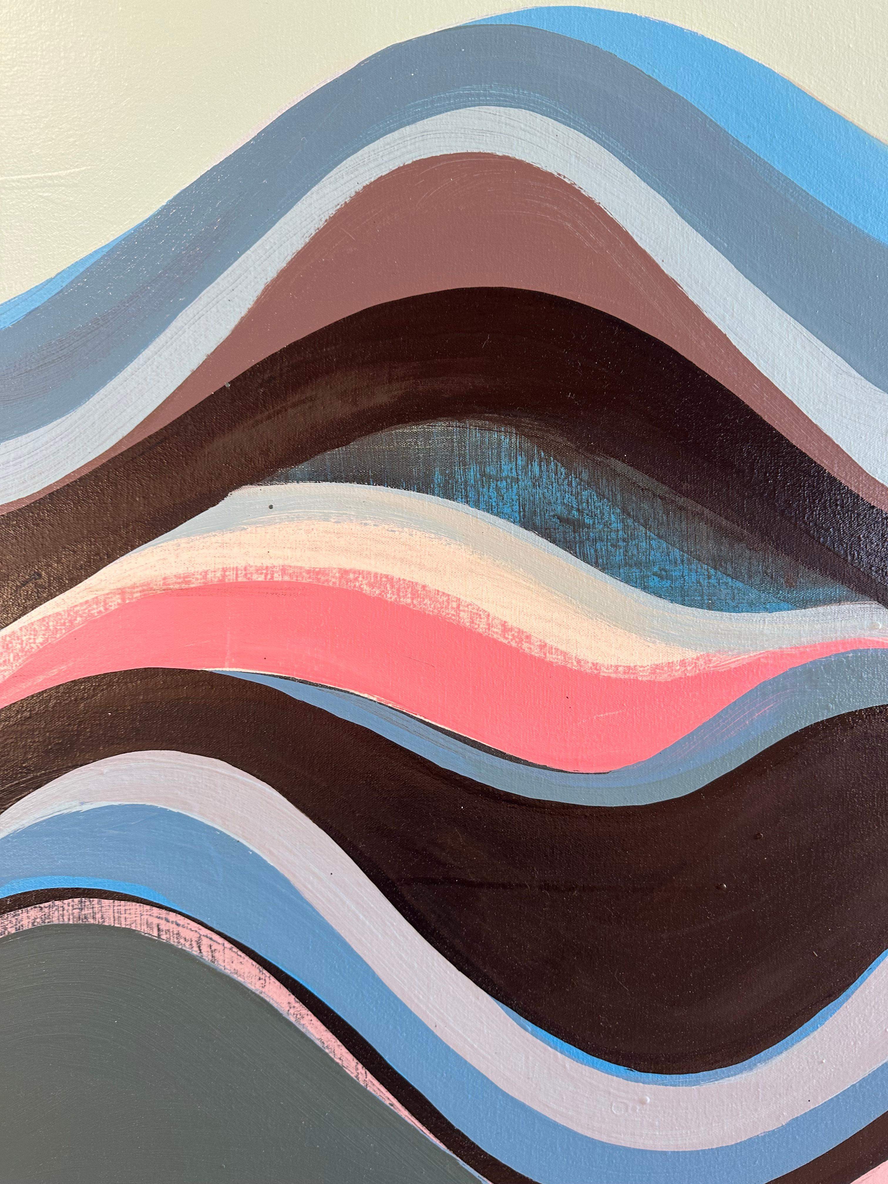 Sprite - Abstraktes Gemälde Blau Rosa Teal Mauve Taupe Undulation Waves, 2024 im Angebot 4