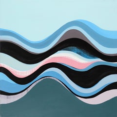 Sprite - Pintura Abstracta Azul Rosa Teal Malva Topo Ondas Onduladas, 2024
