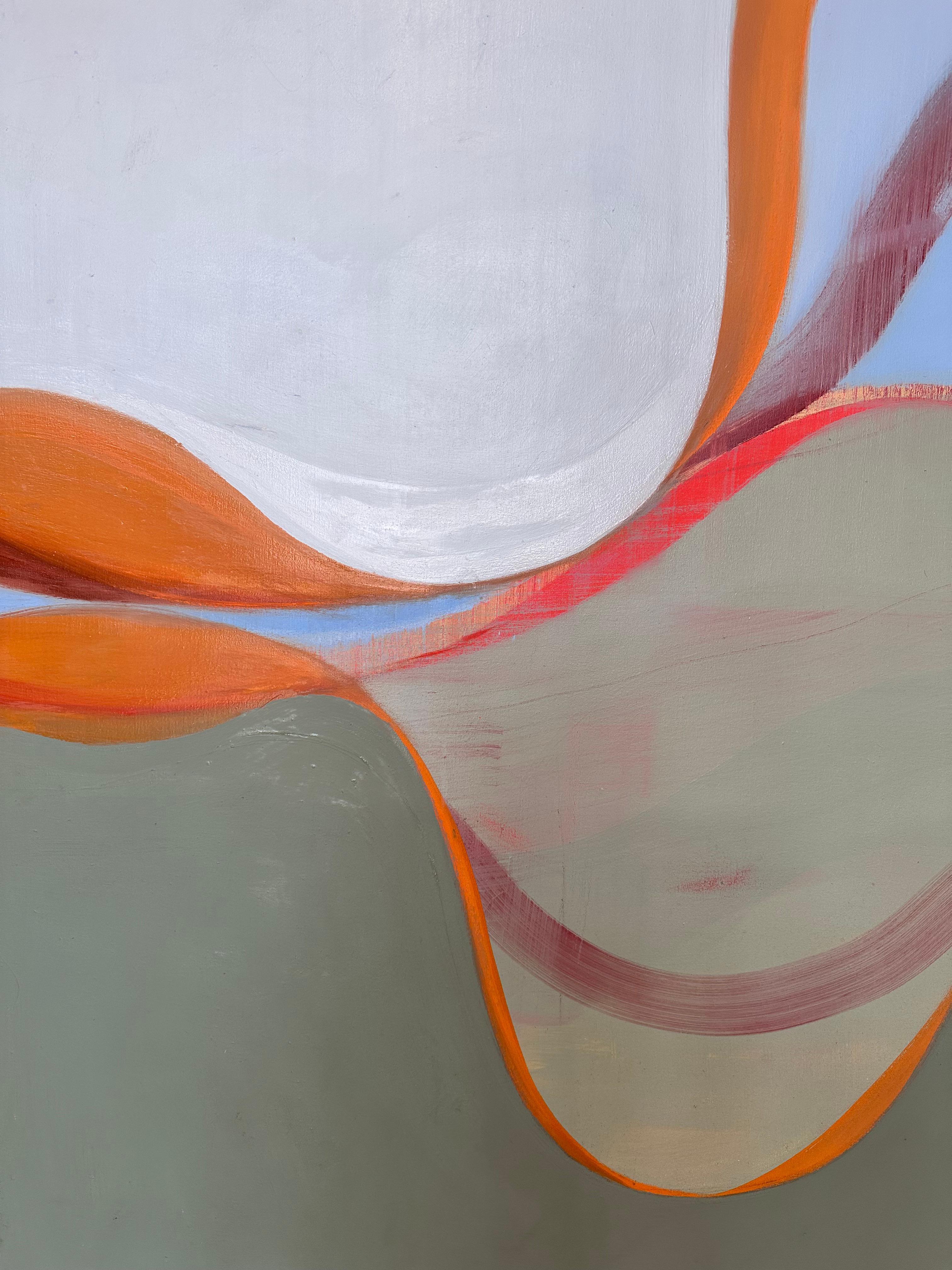 Sweet Talk - Pittura astratta Verde Magenta Rosa Marrone Arancione Onde, 2025 in vendita 1